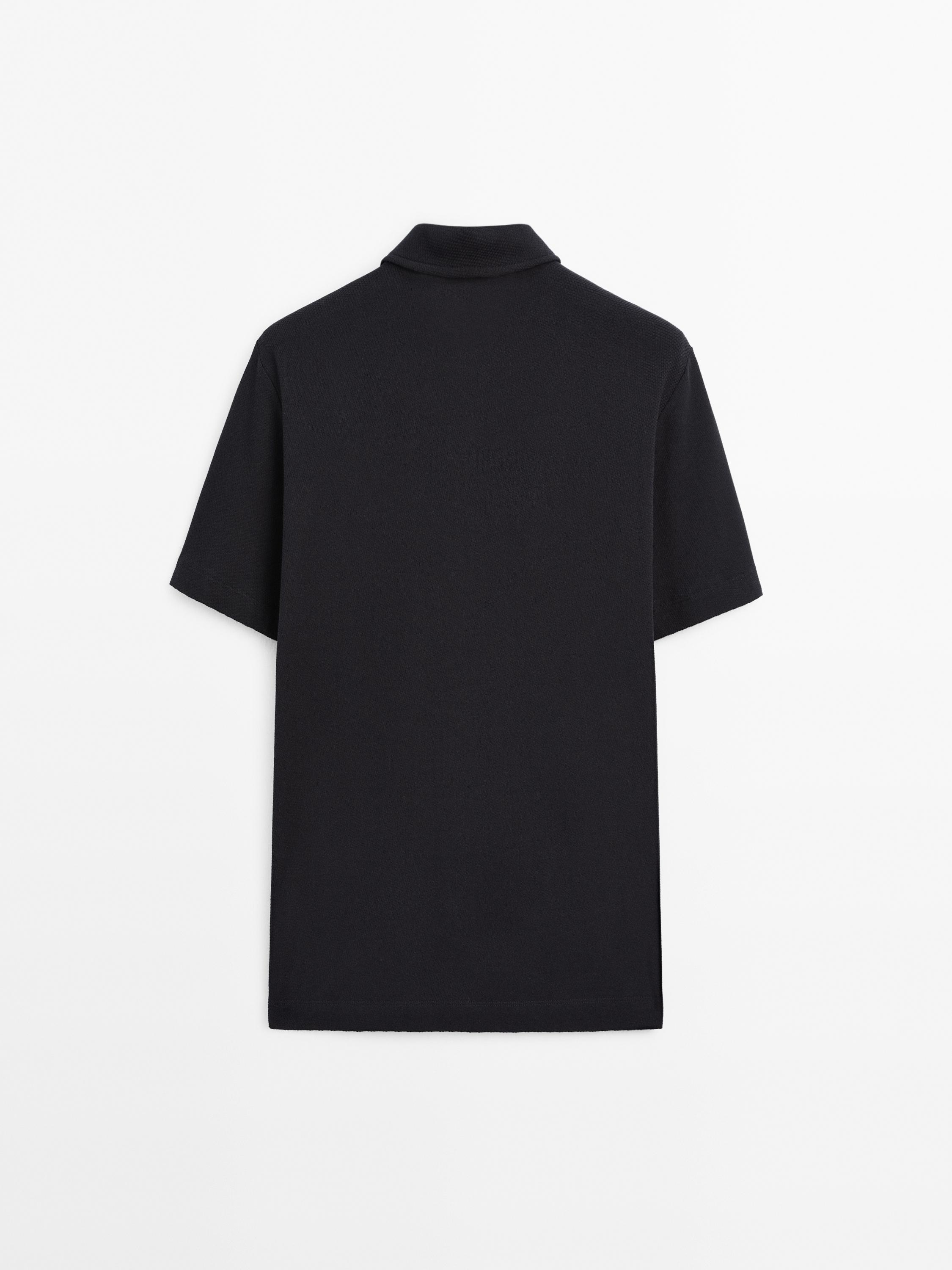 100% cotton textured knit polo shirt