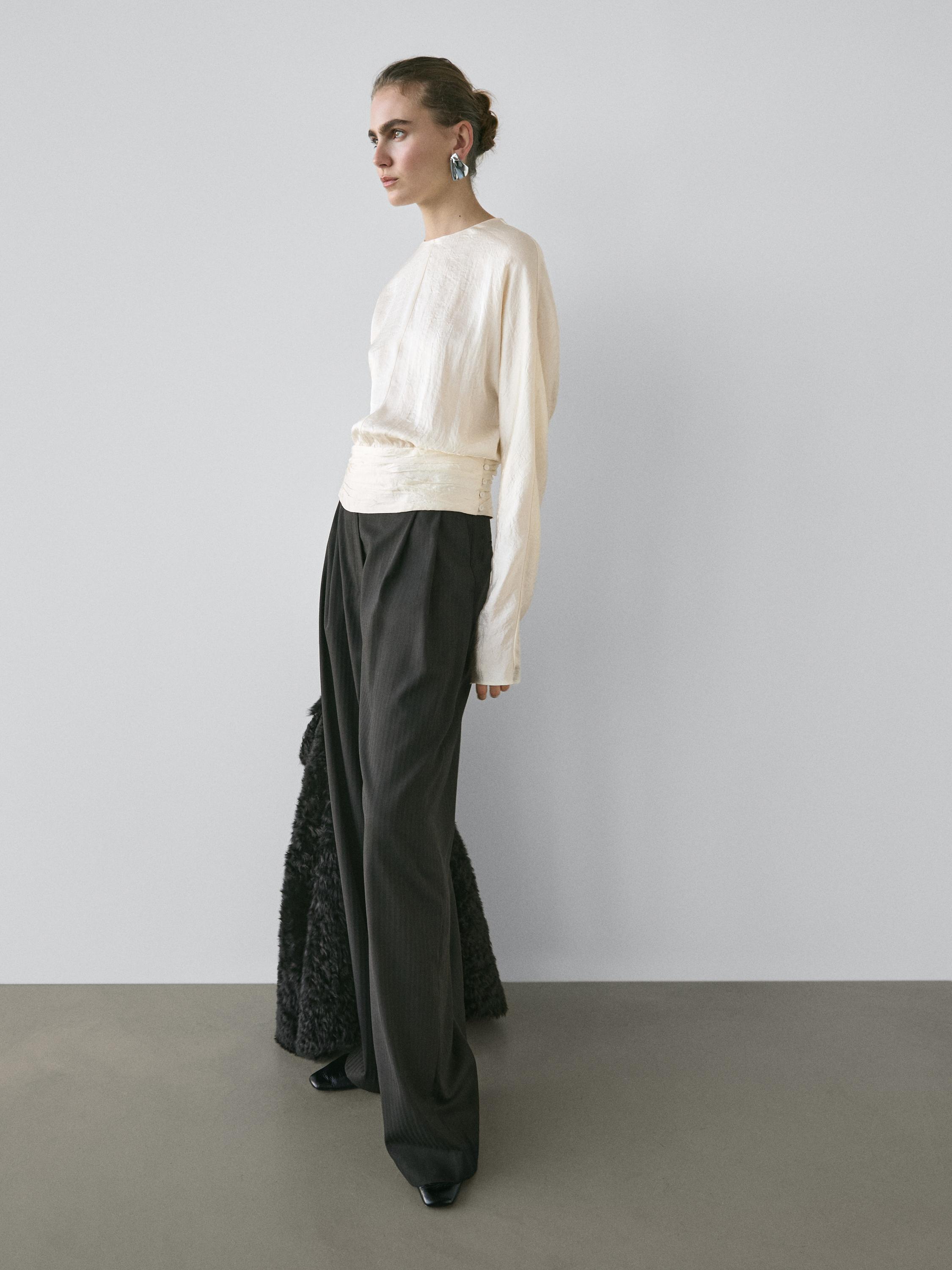 Striped trousers with darts - STUDIO — BLACK