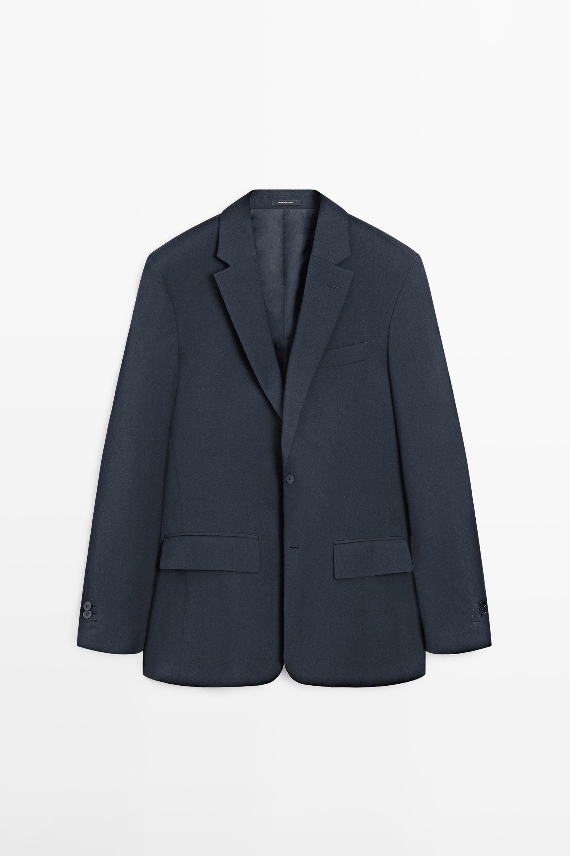 100% cool wool suit blazer — NAVY BLUE
