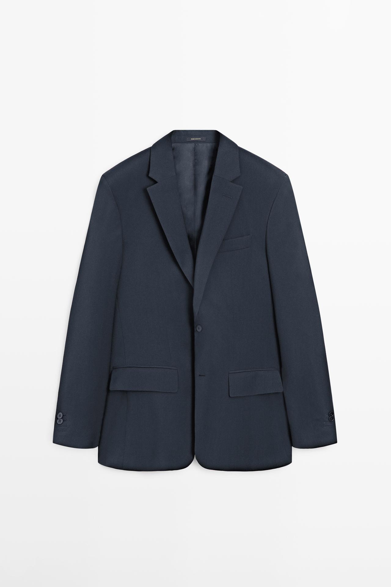 100% cool wool suit blazer — NAVY BLUE