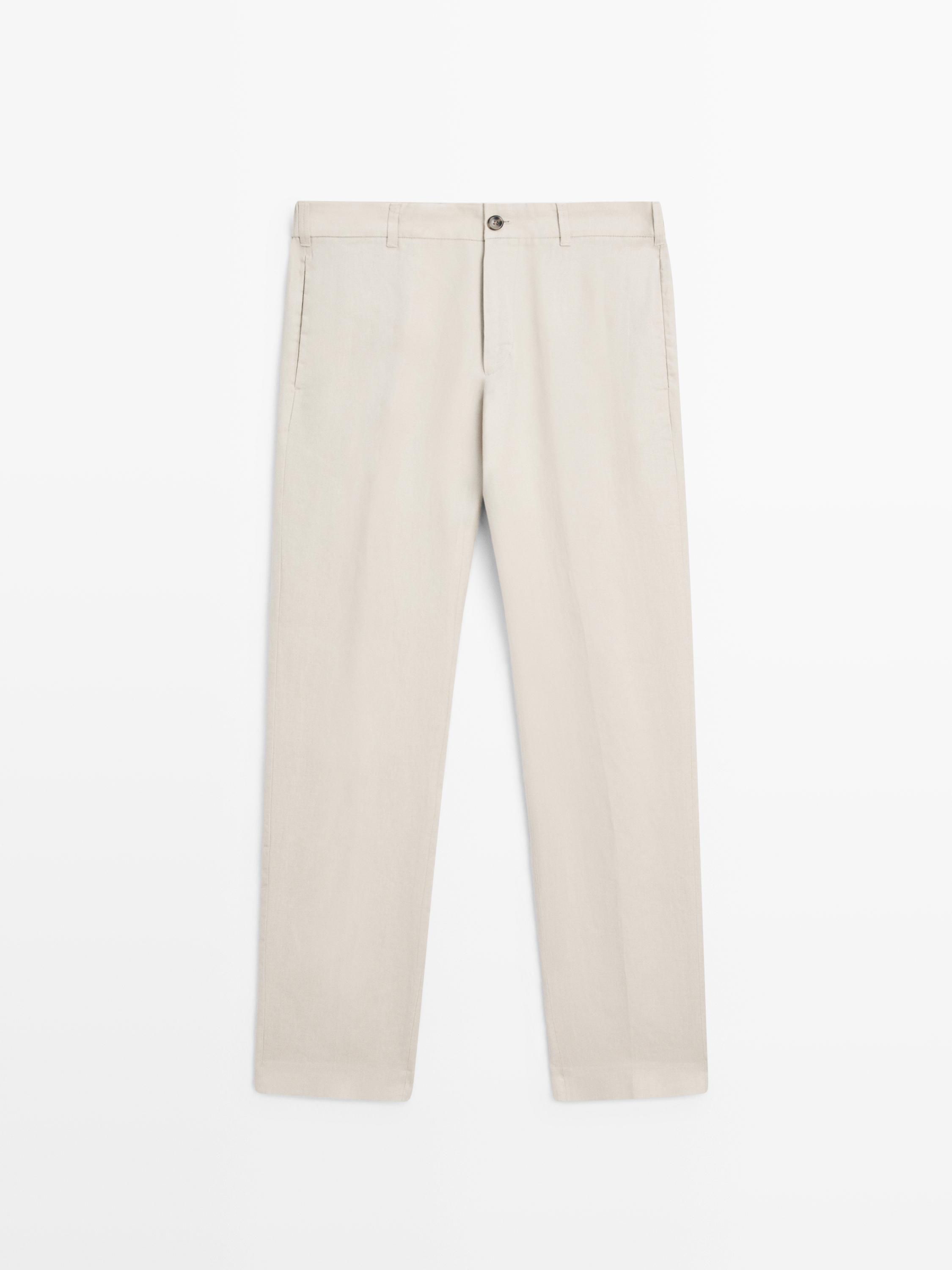 Tapered fit linen trousers