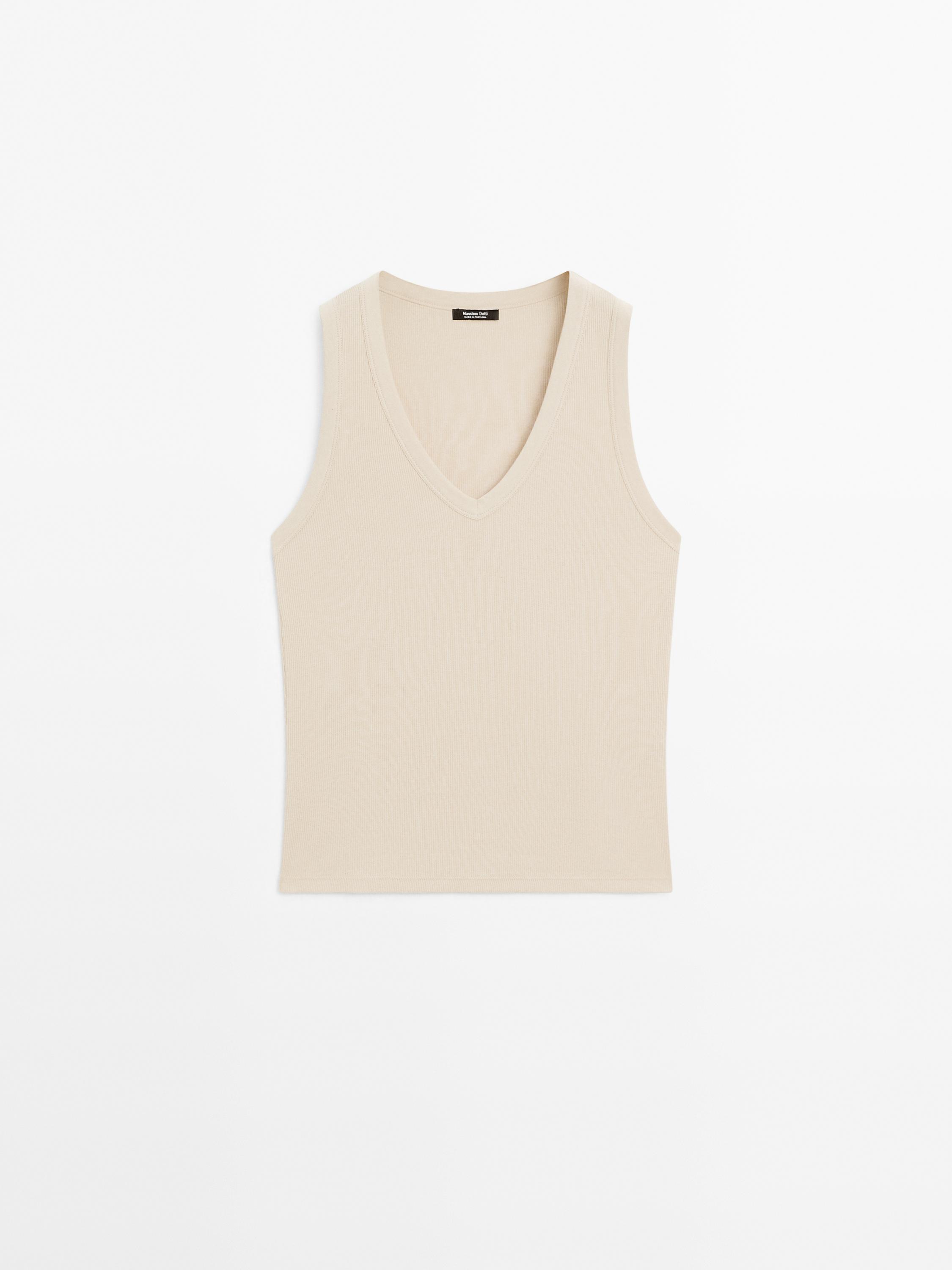 Haut col en V 100 % coton