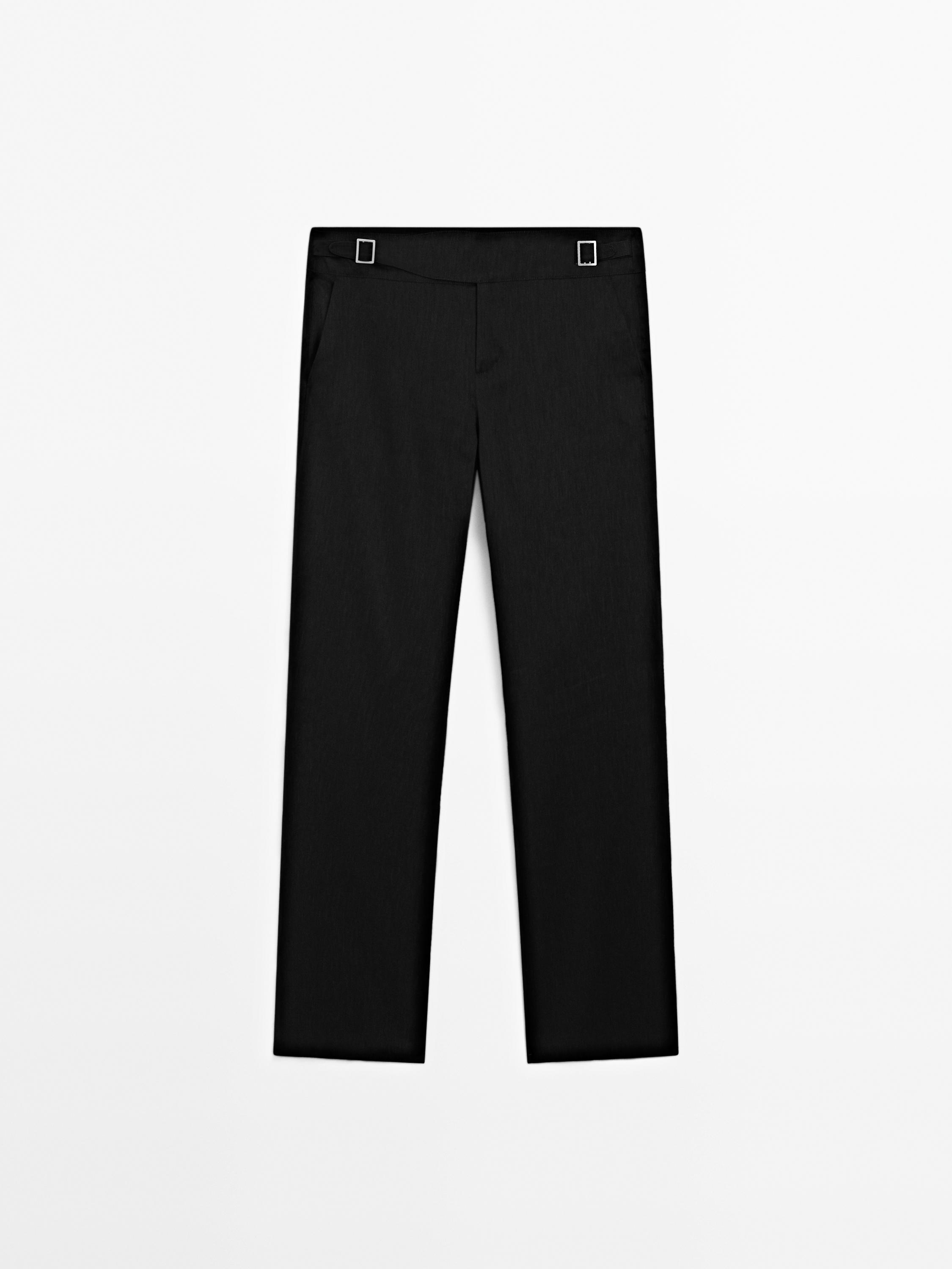 Straight-leg low-rise stretch trousers