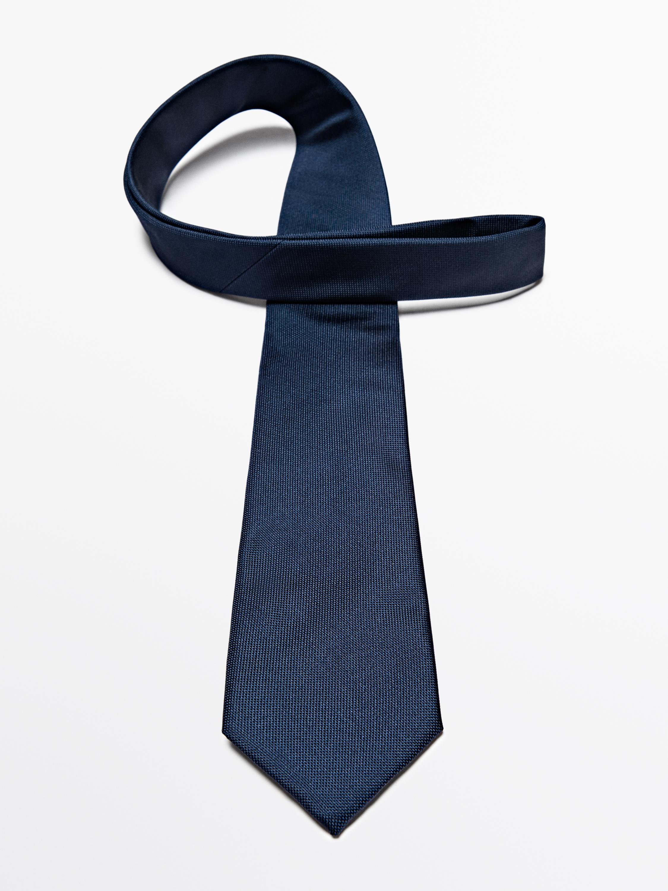 100% silk textured tie — NAVY BLUE