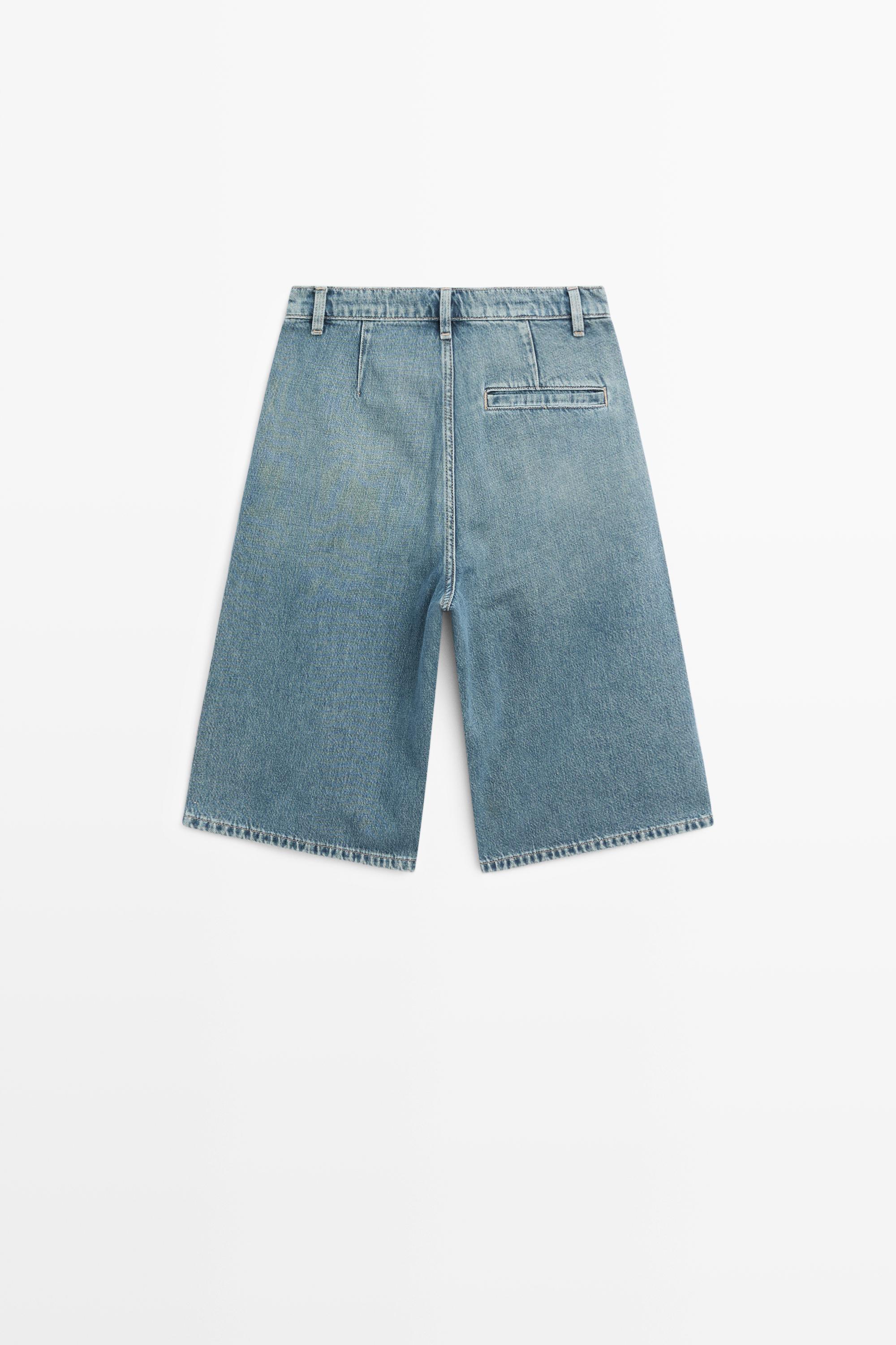 Long denim Bermuda shorts