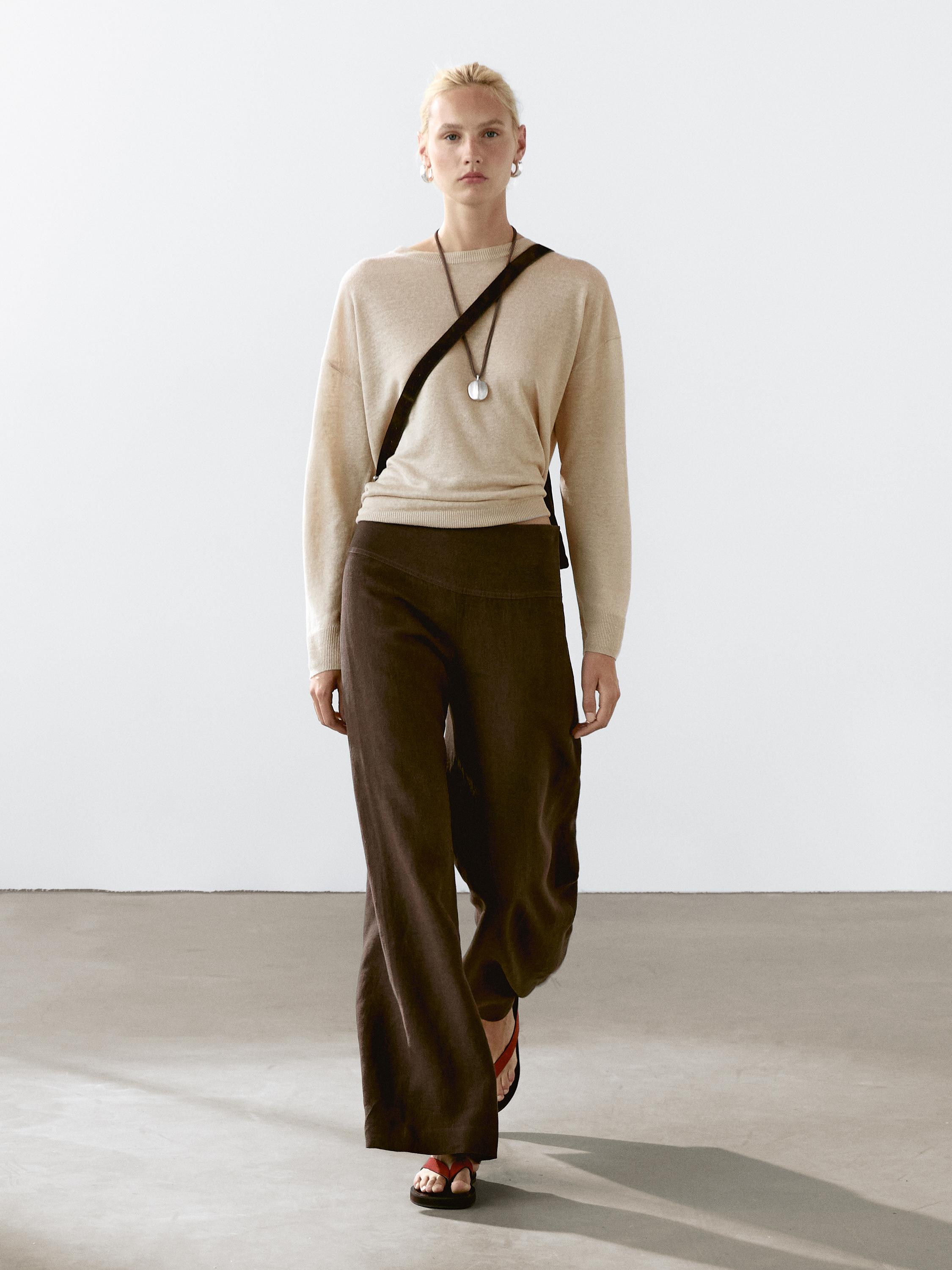 سويتر محاك قياس كبير من كتان 100%