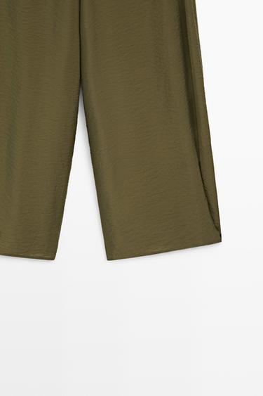 Flowing wide-leg co-ord pants — KHAKI 7