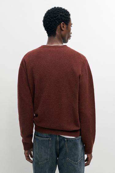 100% wool melange knit sweater — COPPER 5