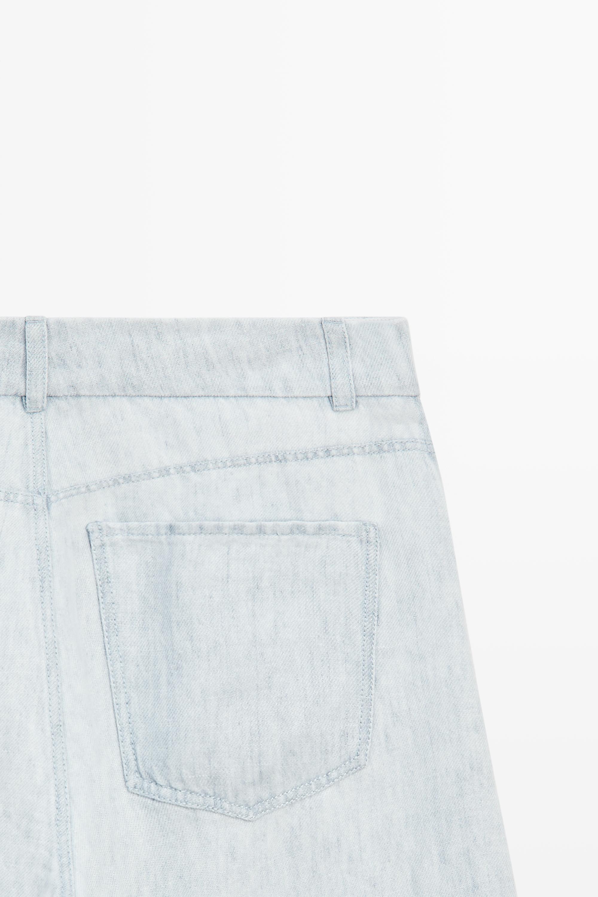 100% linen barrel fit pants - STUDIO — Light Blue