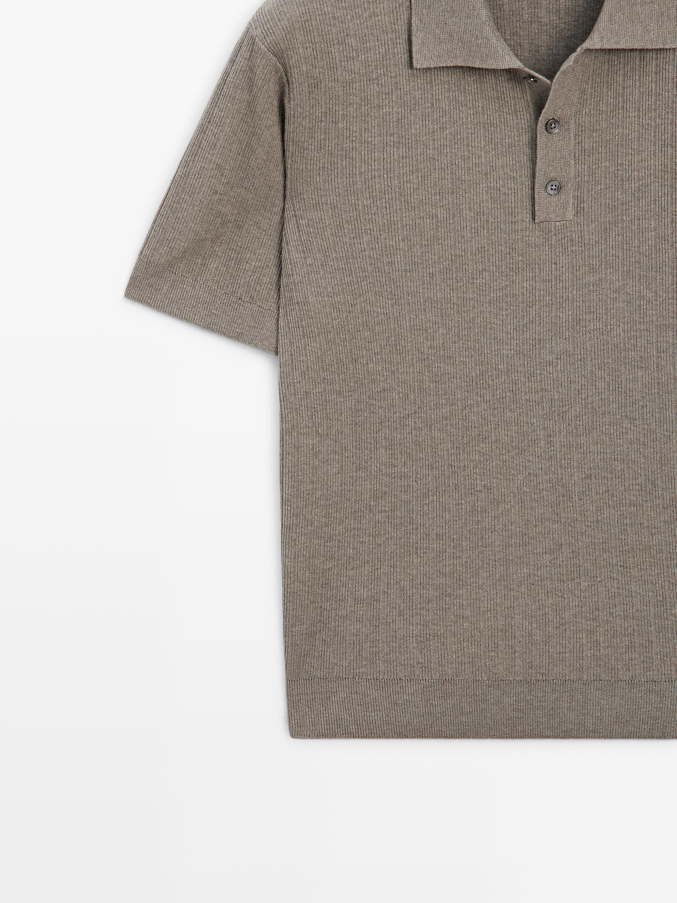 Ribbed knit cotton polo shirt — Washed