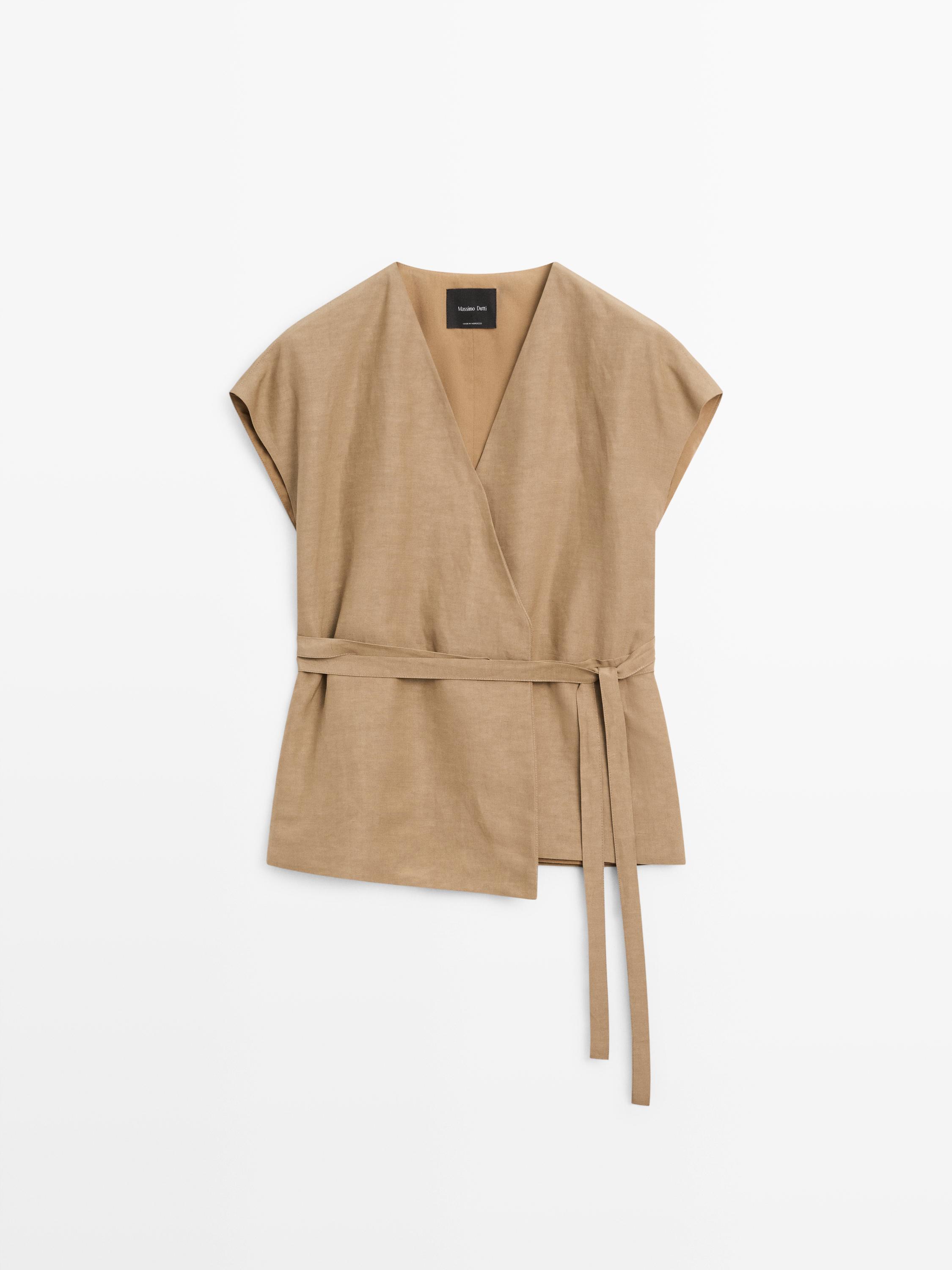 Chaleco tipo kimono largo cruzado