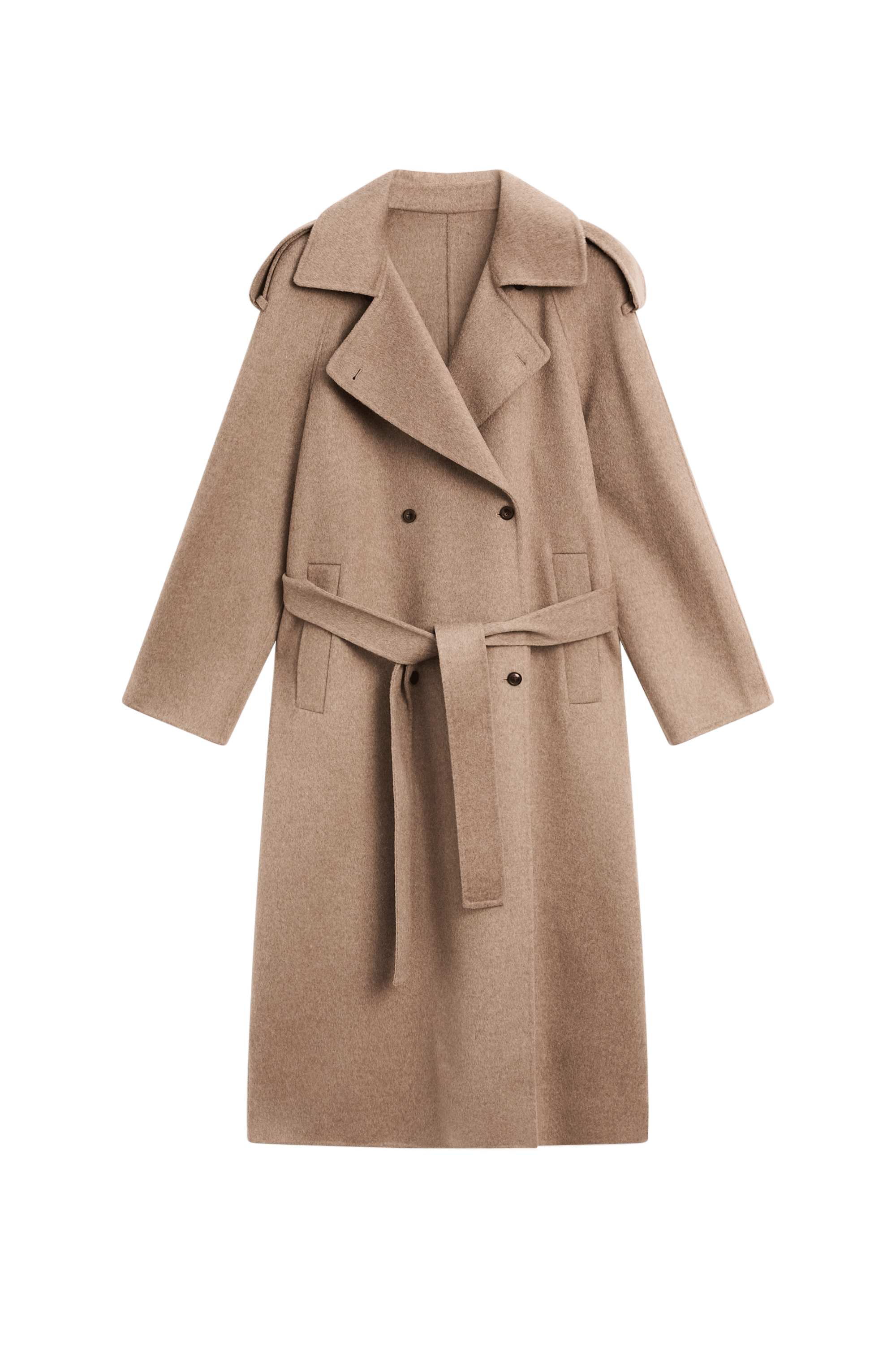 Massimo Dutti Yün karışımlı uzun trençkot görsel 5
