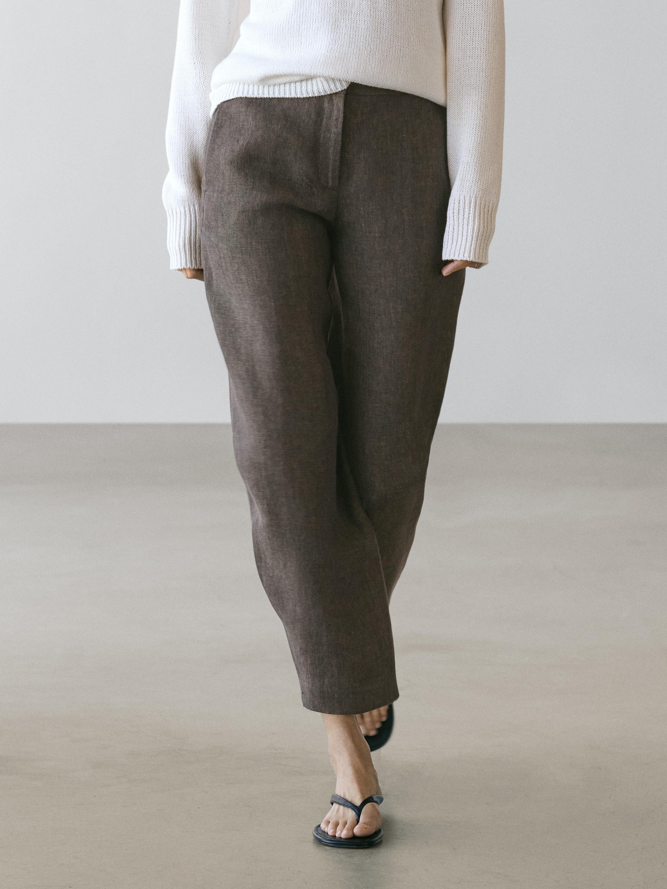 بنطلون بقصة باريل من الكتان