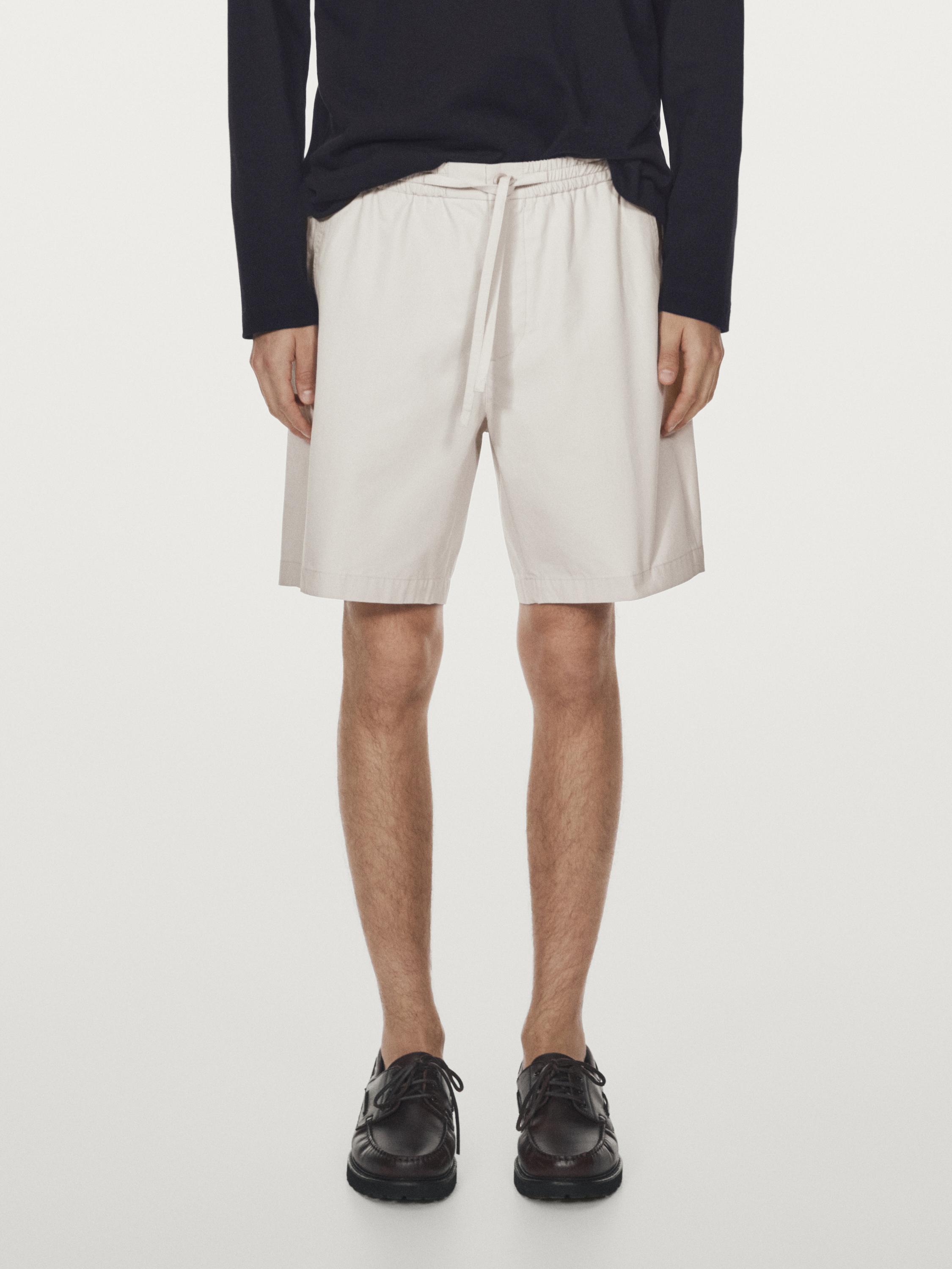 100% cotton jogger fit Bermuda shorts — BEIGE