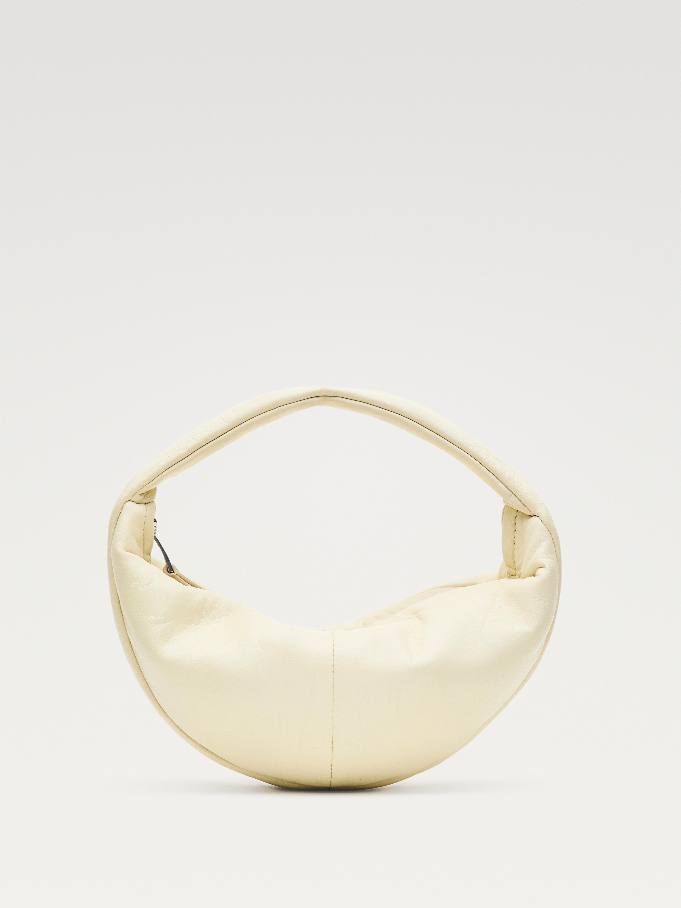 Mini nappa leather half-moon bag — WHITE