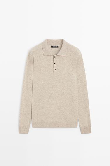Wool blend polo sweater — SAND BROWN 2
