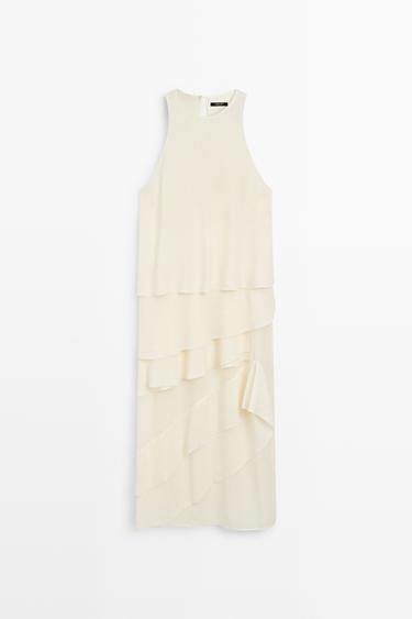 Flowing midi dress with ruffles — CREAM 2