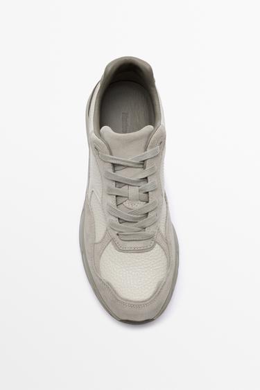 Mixed leather panel sneaker — WHITE 3