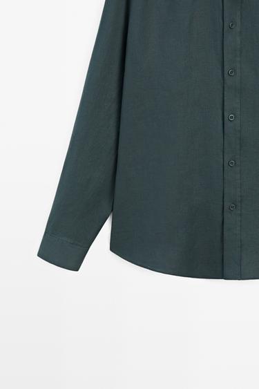 Slim fit 100% linen shirt — Misty blue 7