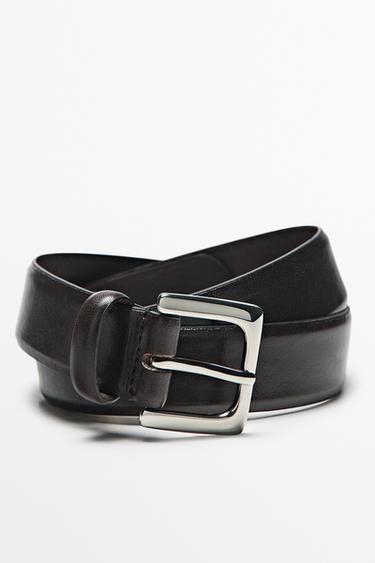 Nappa leather belt with square buckle — BROWN 4