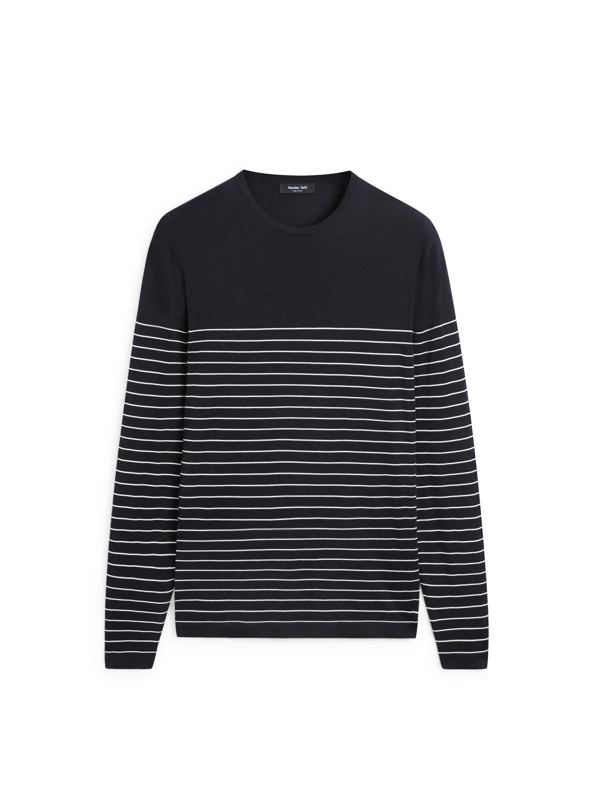 Striped crew neck sweater — NAVY BLUE