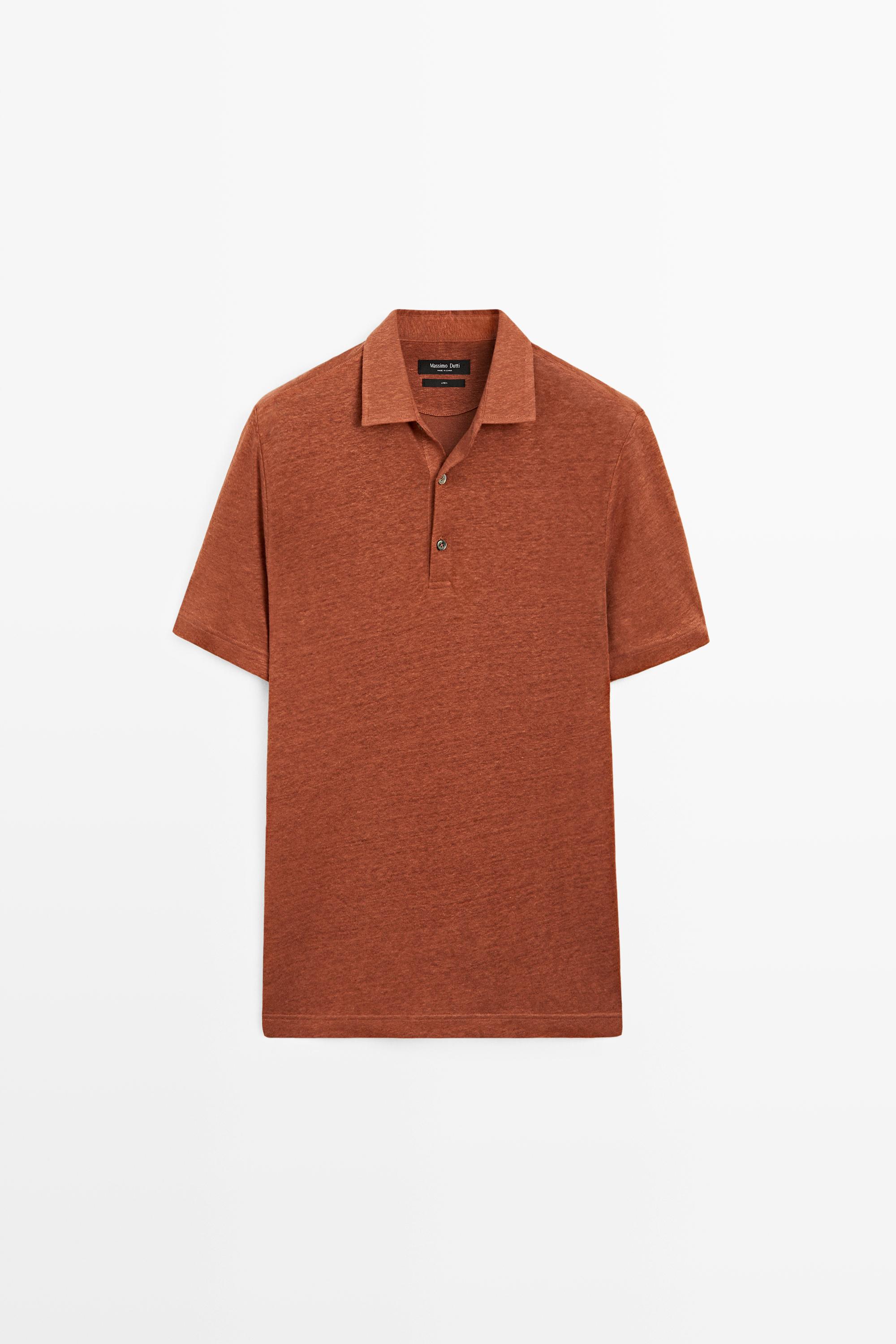 100% linen short sleeve polo shirt — Washed