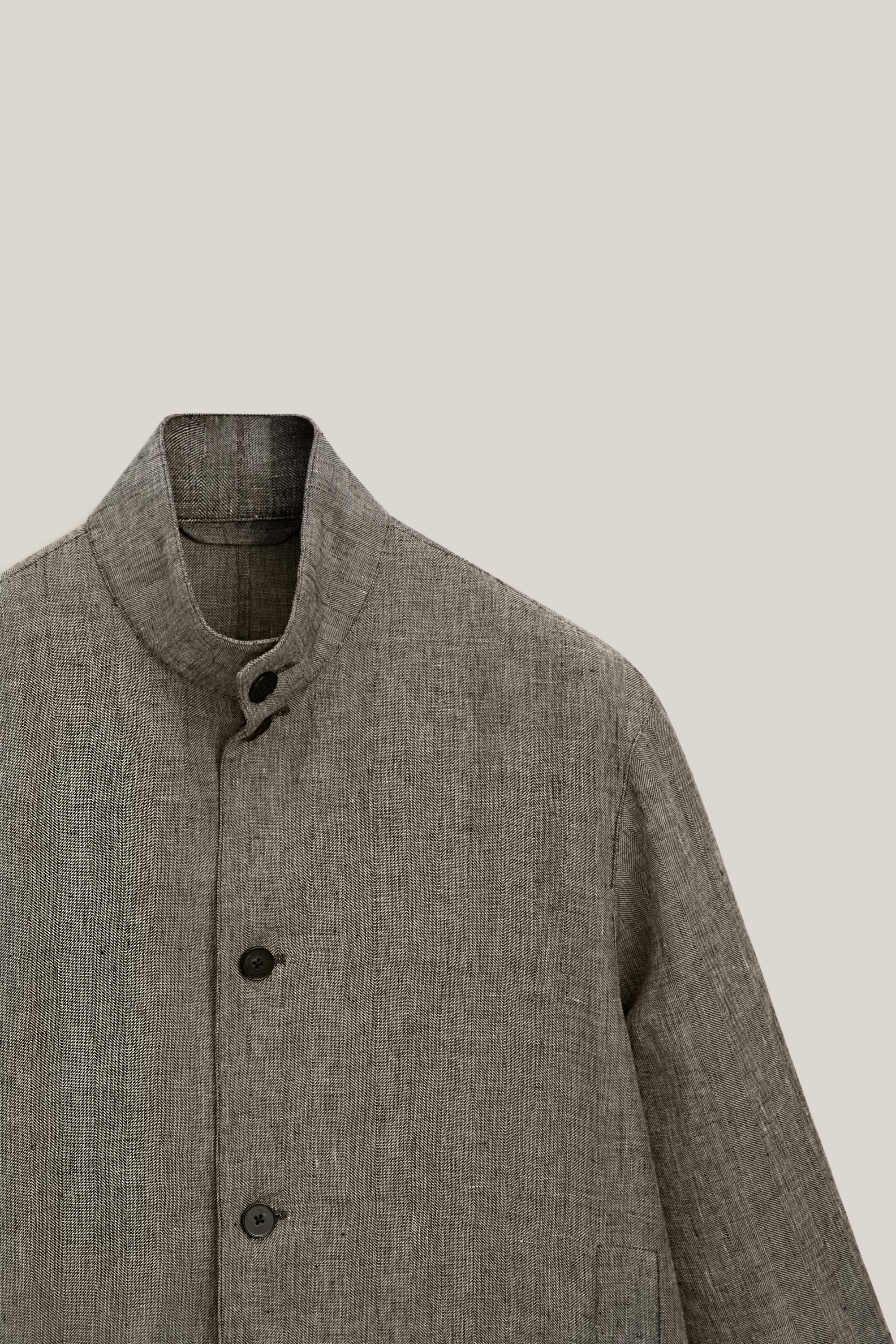 Linen bomber jacket with herringbone detail - LIMITED EDITION — Washed