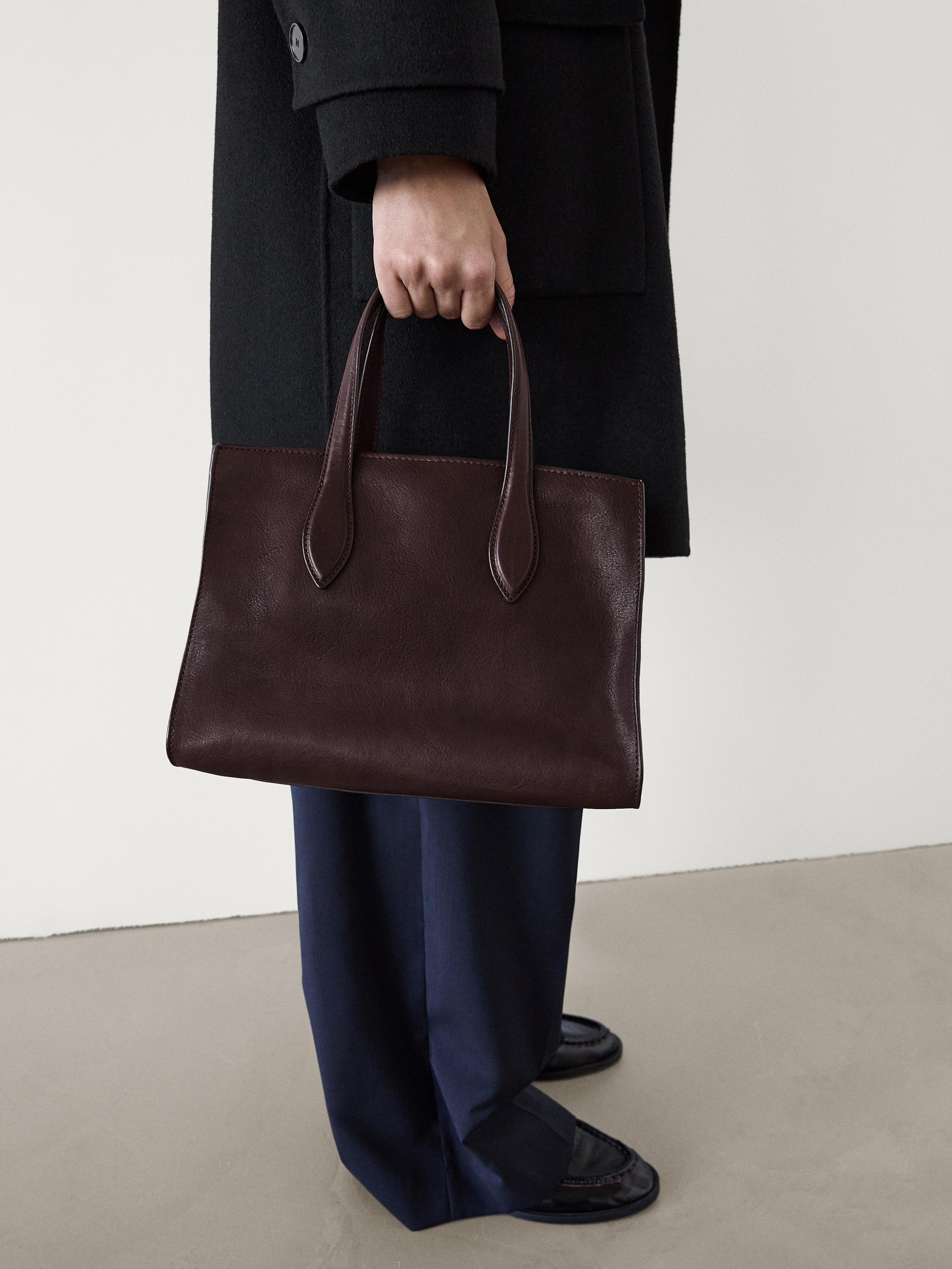 Mid-size nappa leather MD ICON tote bag · Reddish Brown, Brown