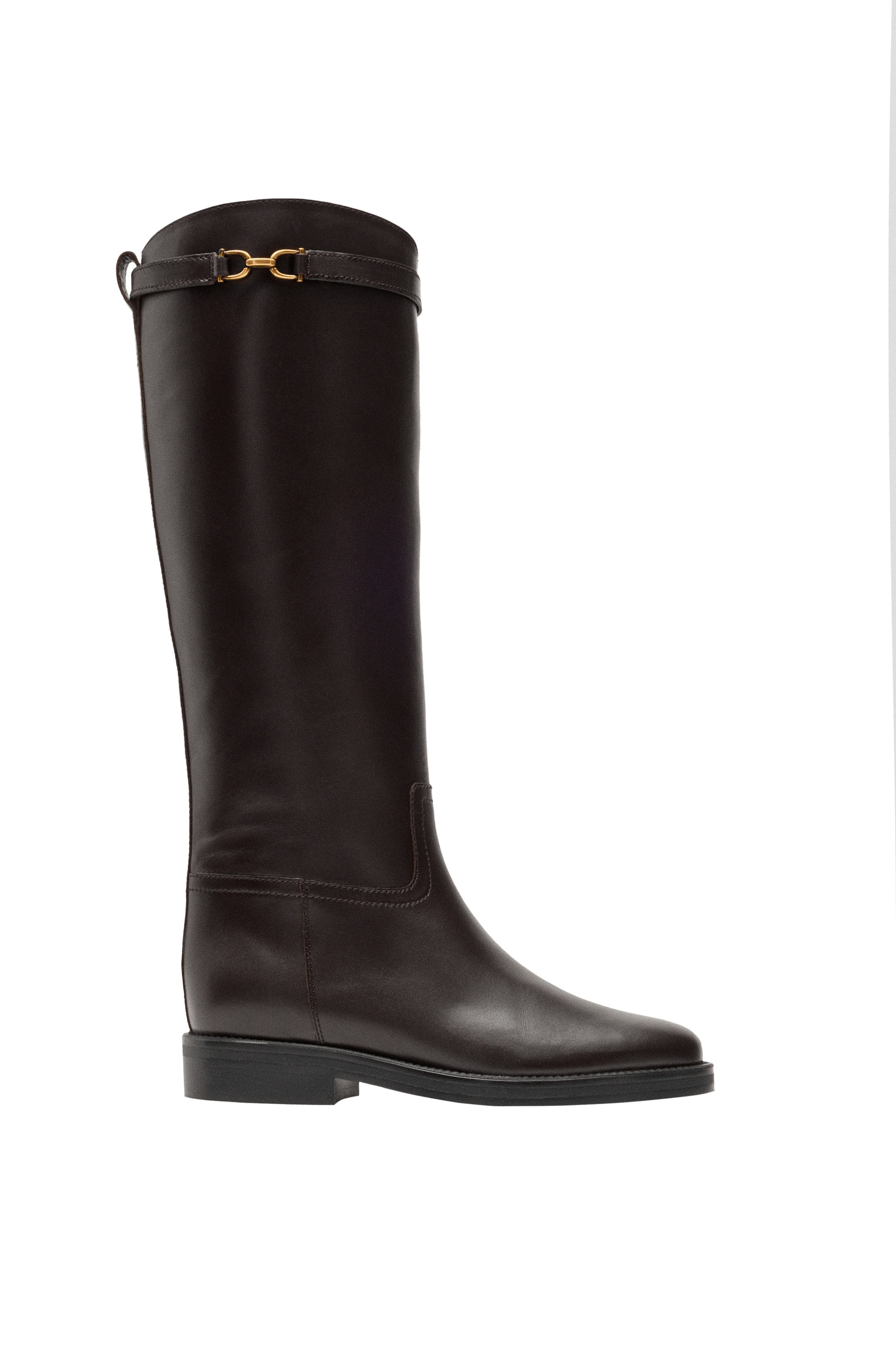 Leather riding boot · Brown · Flatâ Boot | Massimo Dutti