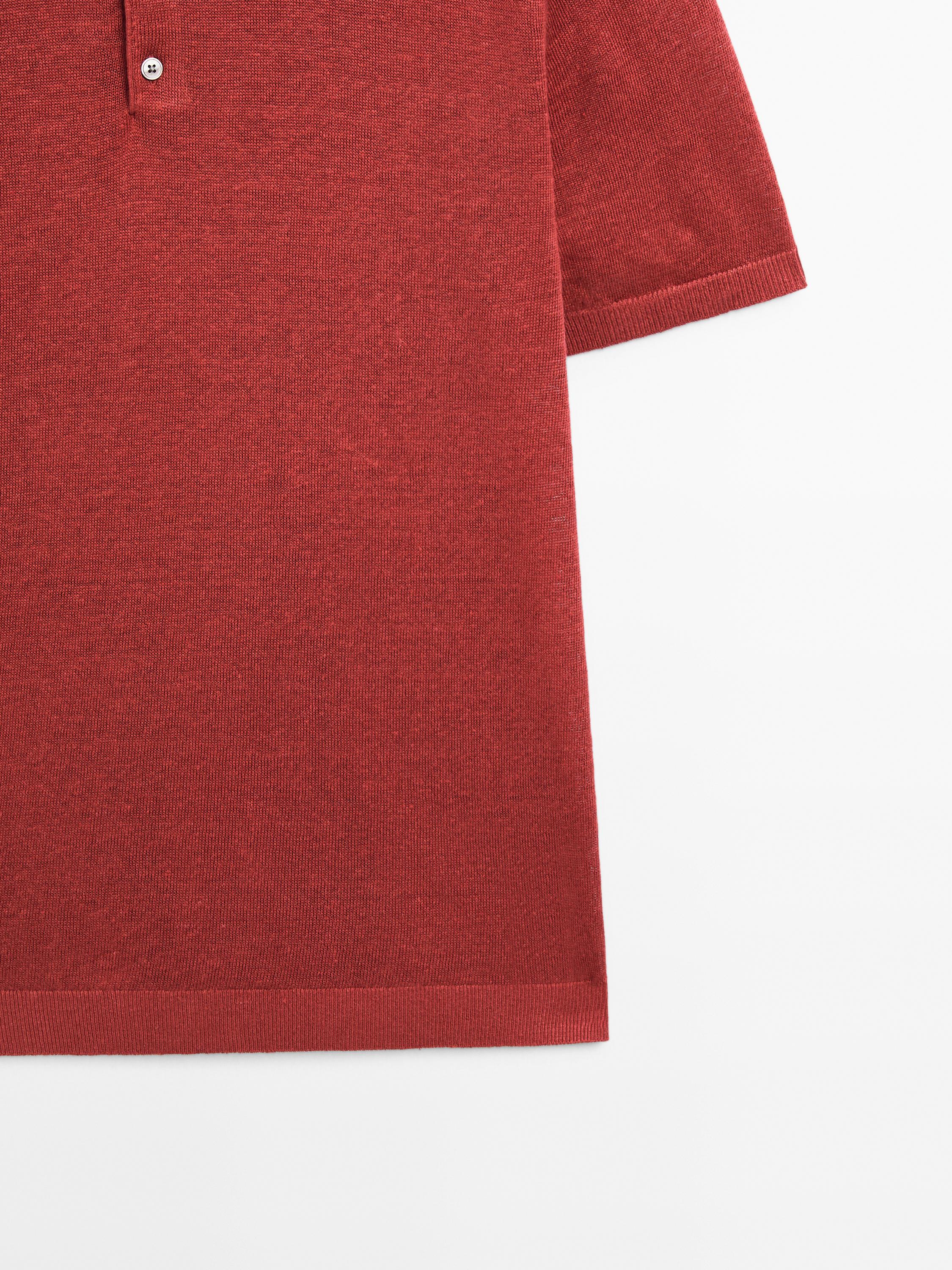 100% linen knit polo shirt