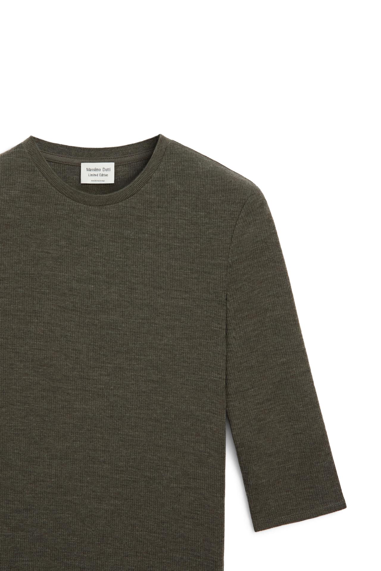 100% wool elbow-length sleeve T-shirt - LIMITED EDITION — KHAKI