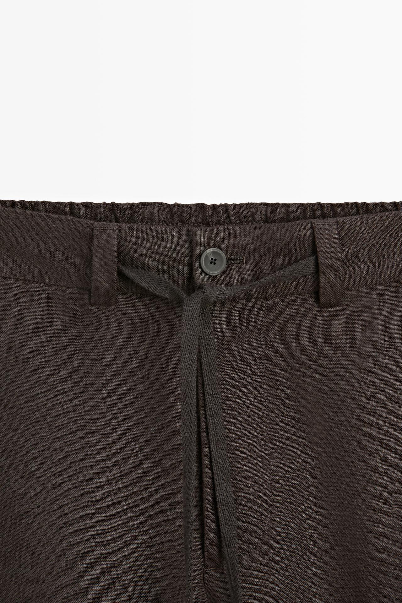 100% linen total look pants — BROWN