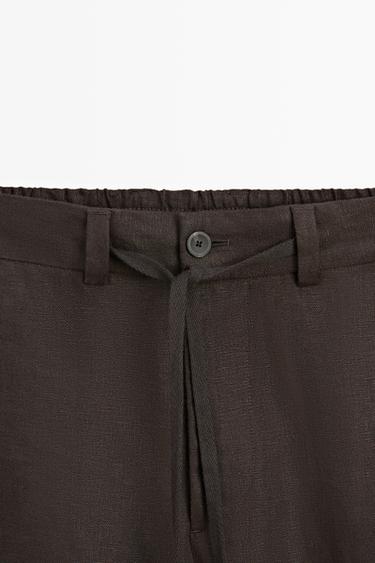 100% linen total look pants — BROWN 4