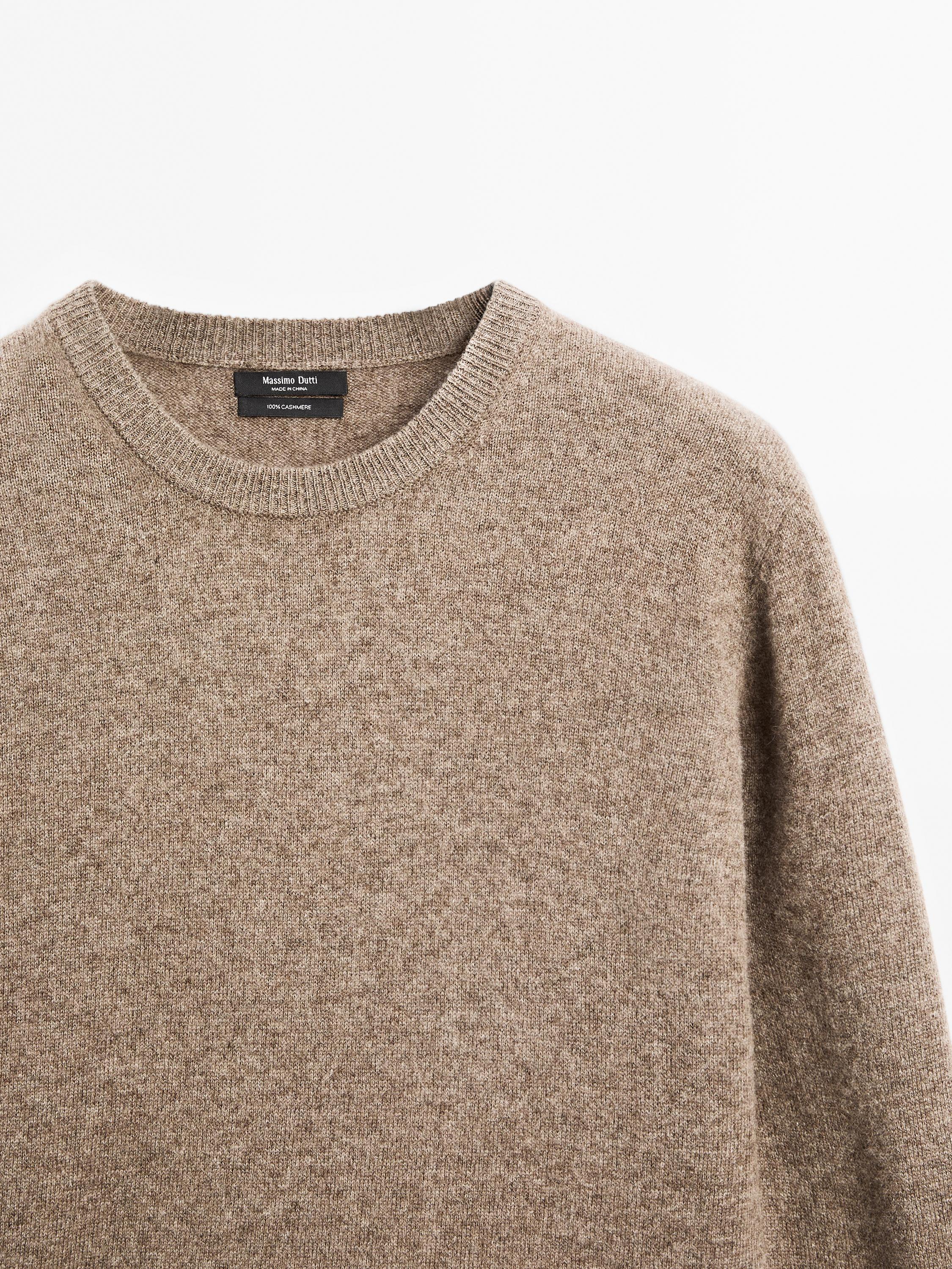 100% cashmere long sleeve sweater — MOLE BROWN