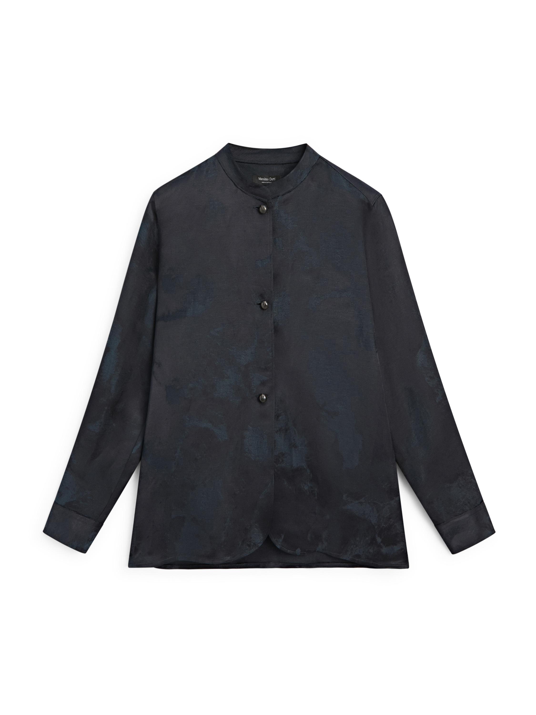 Flowing jacquard shirt — NAVY BLUE