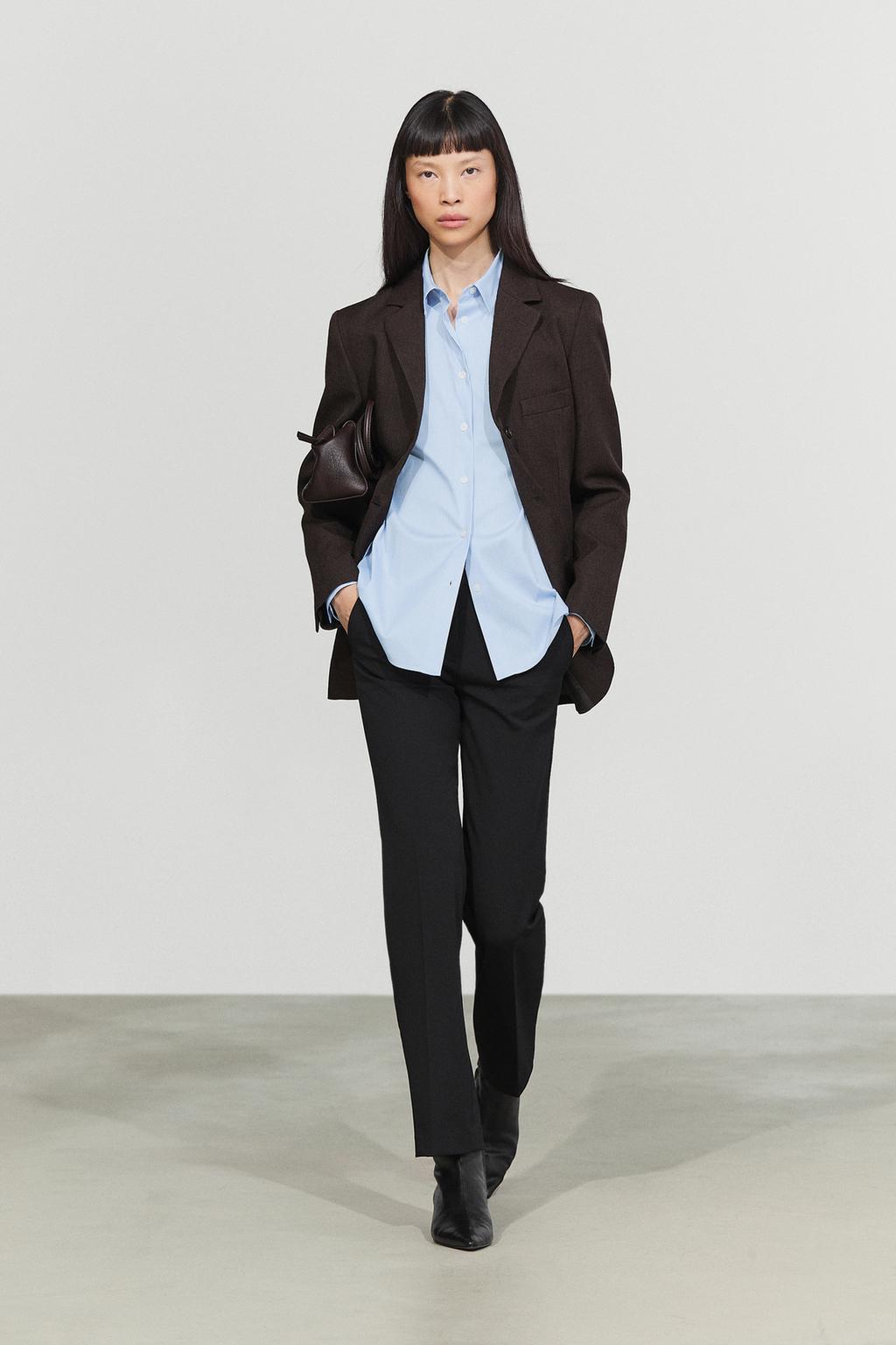 Massimo Dutti Zolaqlı stretch poplin köynək