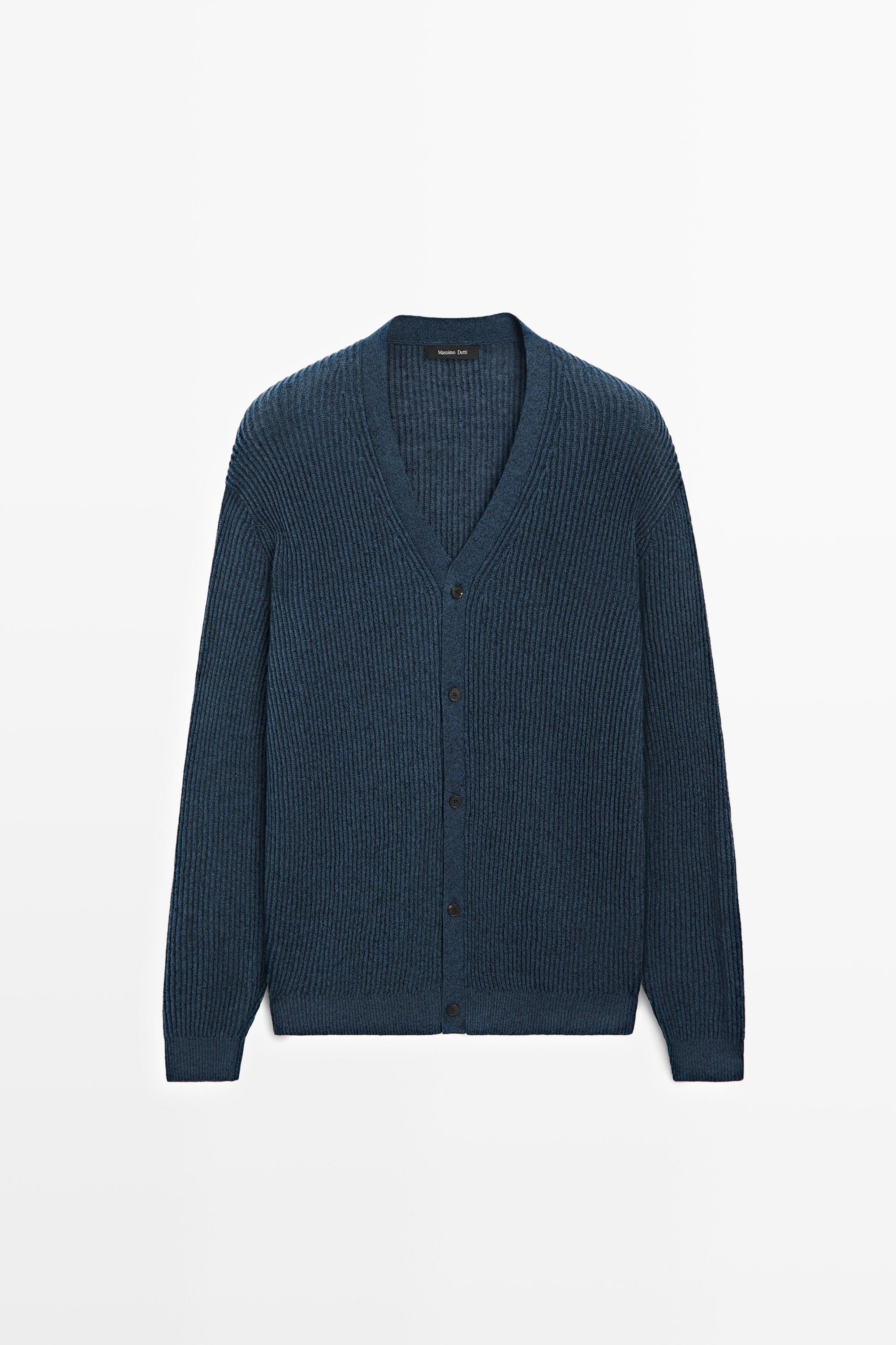 Knit V-neck cardigan - LIMITED EDITION — NAVY BLUE