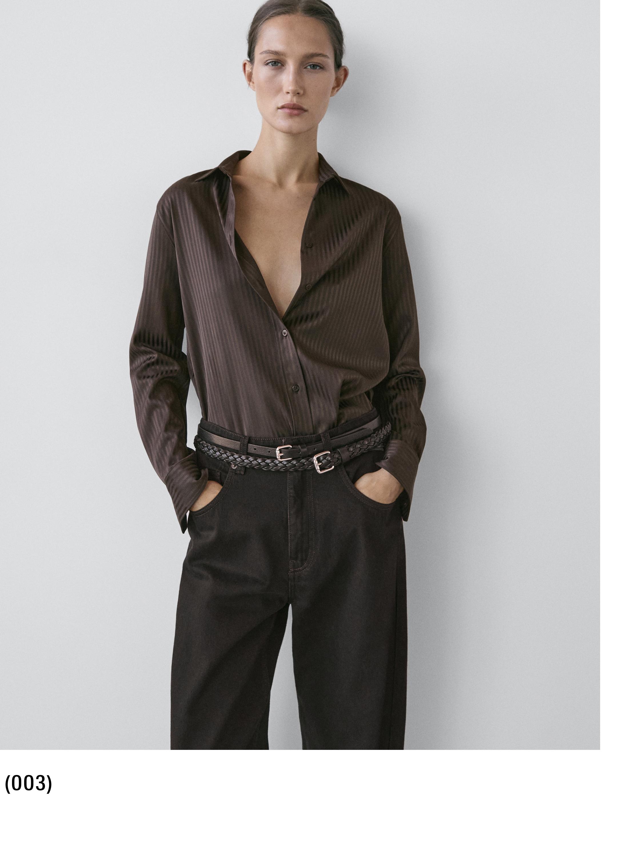 Striped flowing shirt — BROWN