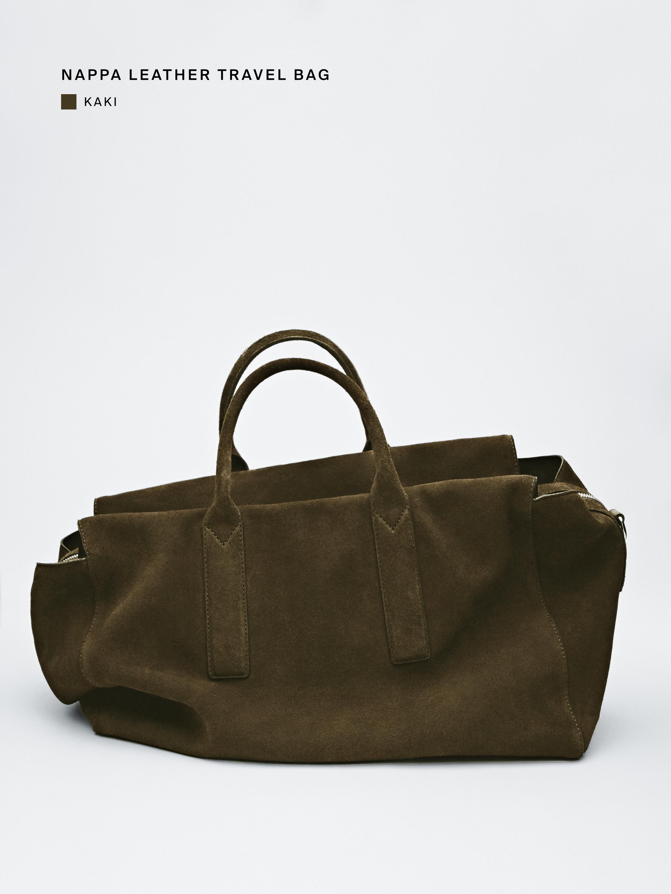 Split suede leather travel bag