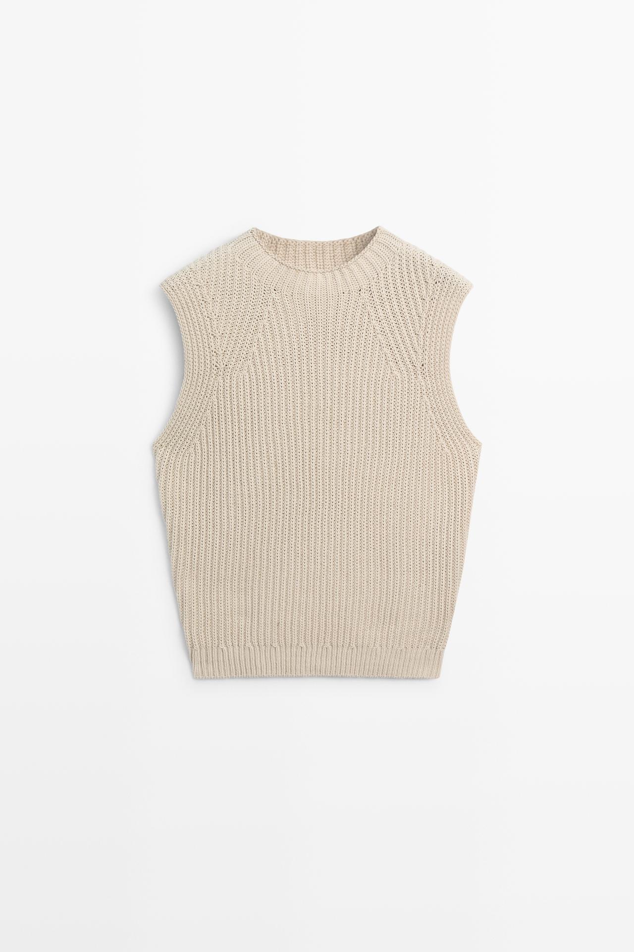 Top En Grosse Maille De Coton - Studio - Délavé - S - Massimo Dutti - Femme