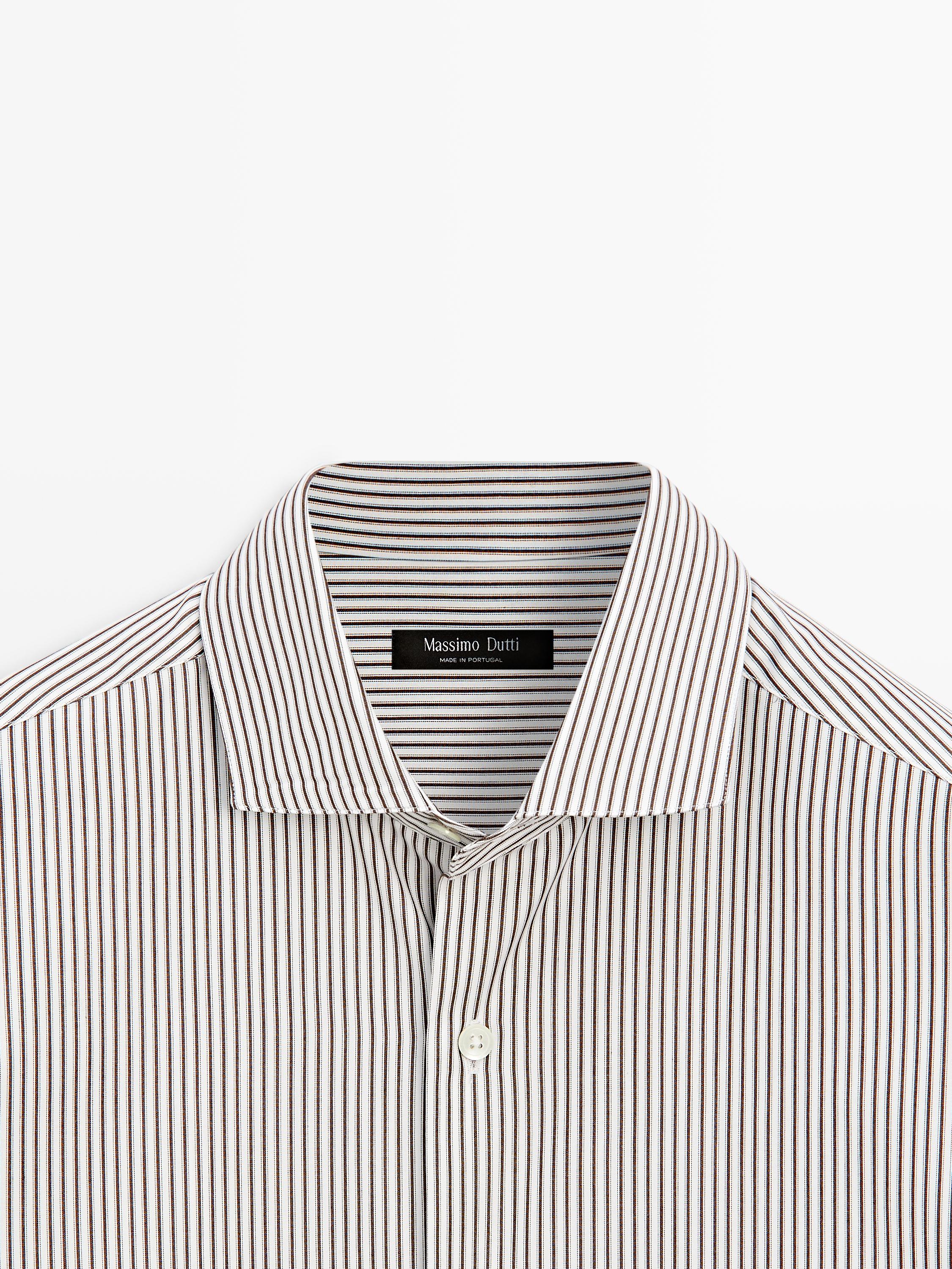 Cotton poplin shirt — BROWN
