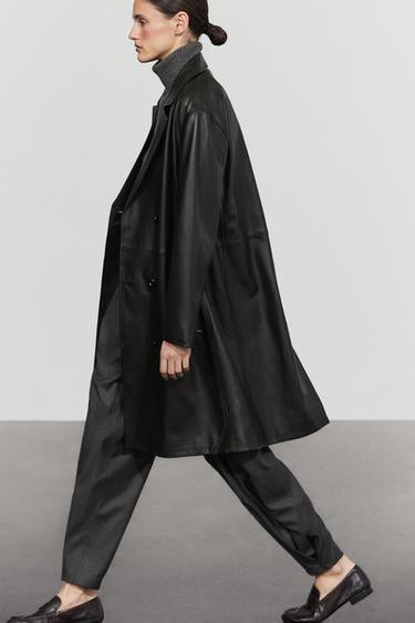 Long nappa leather trench coat — BLACK 8