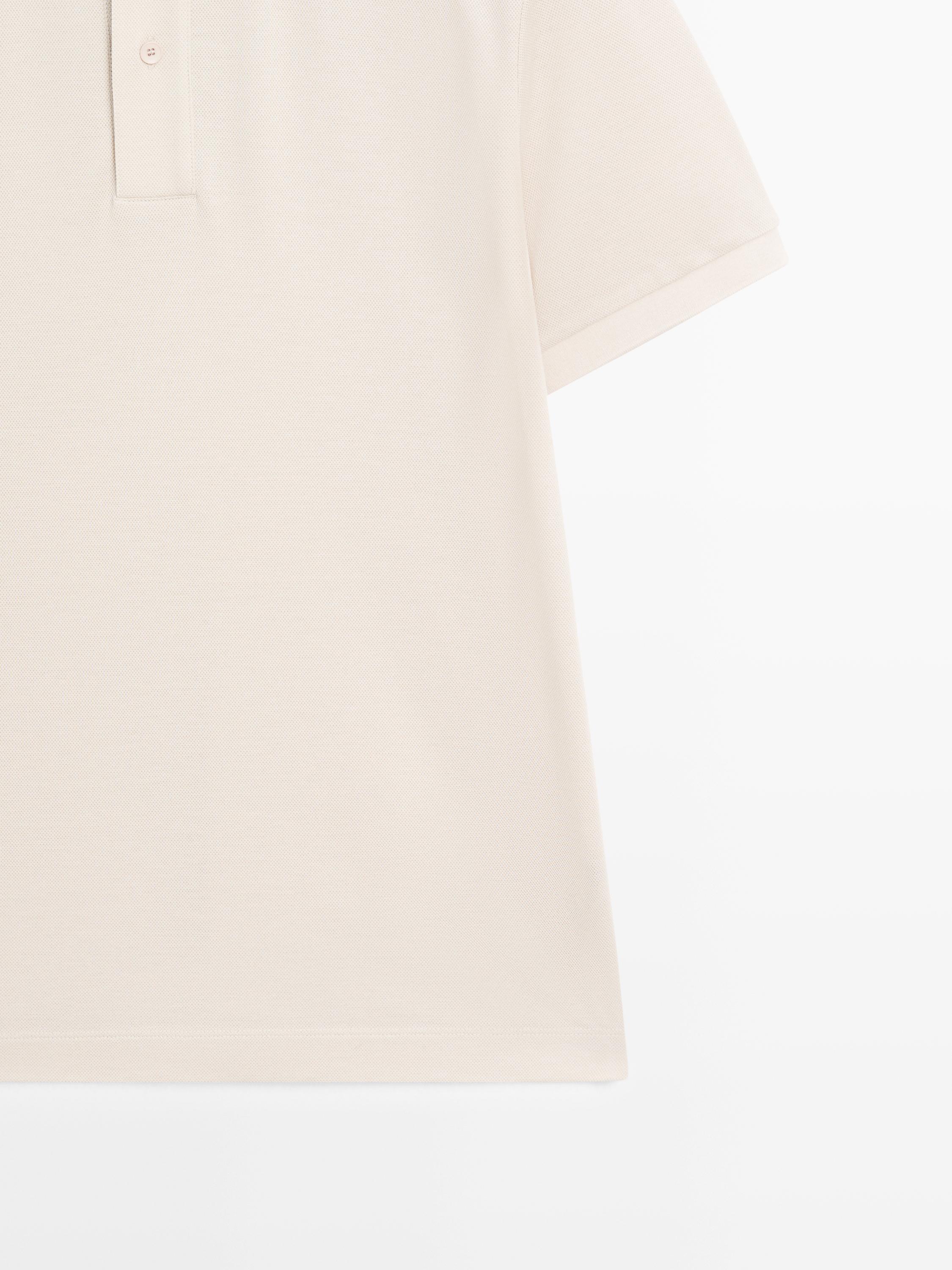 Short sleeve polo shirt with contrast detail — CREAM