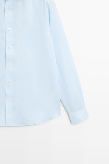 100% linen regular fit shirt — Sky blue 7