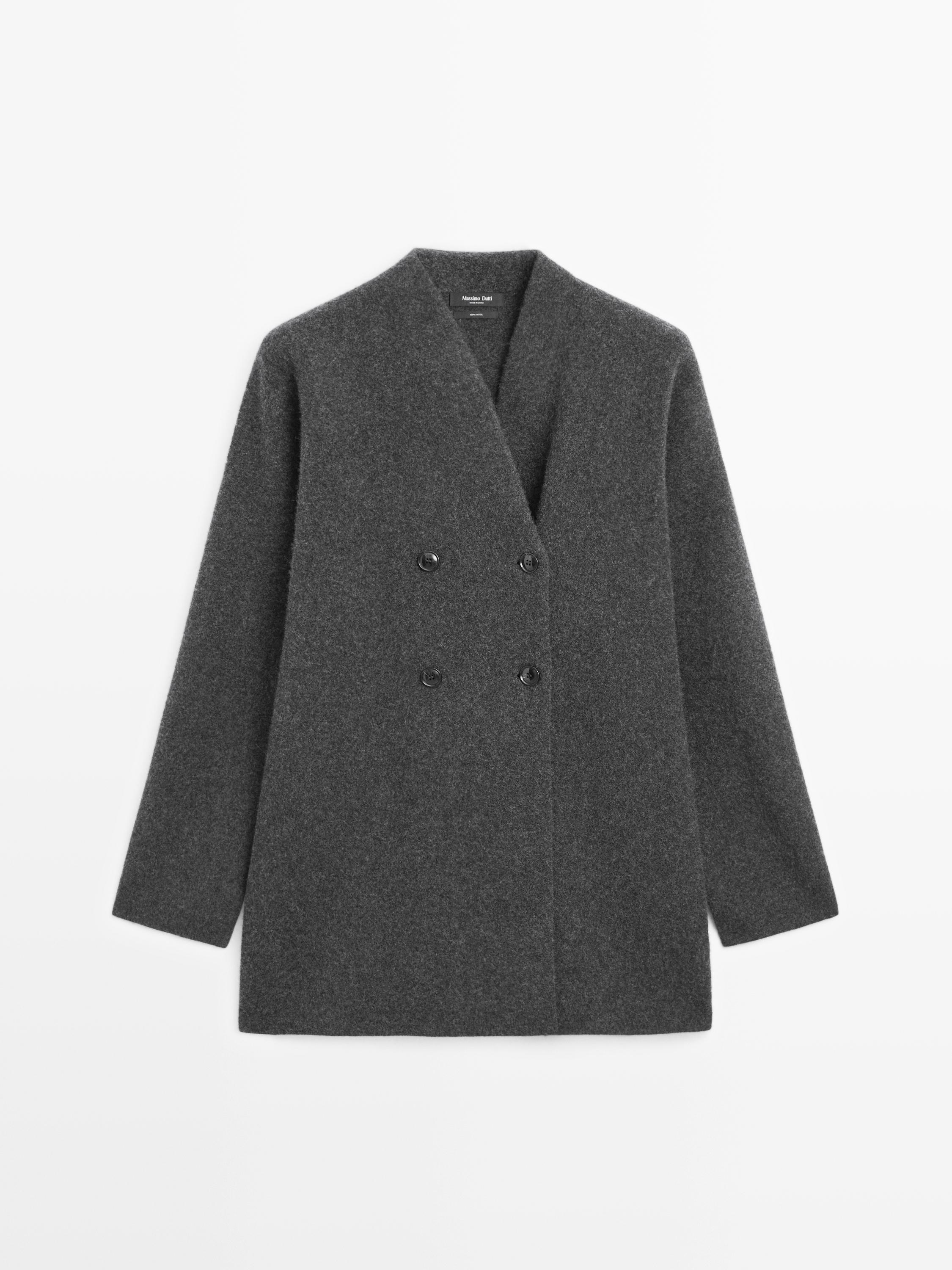 100% wool double-breasted mid-length coat