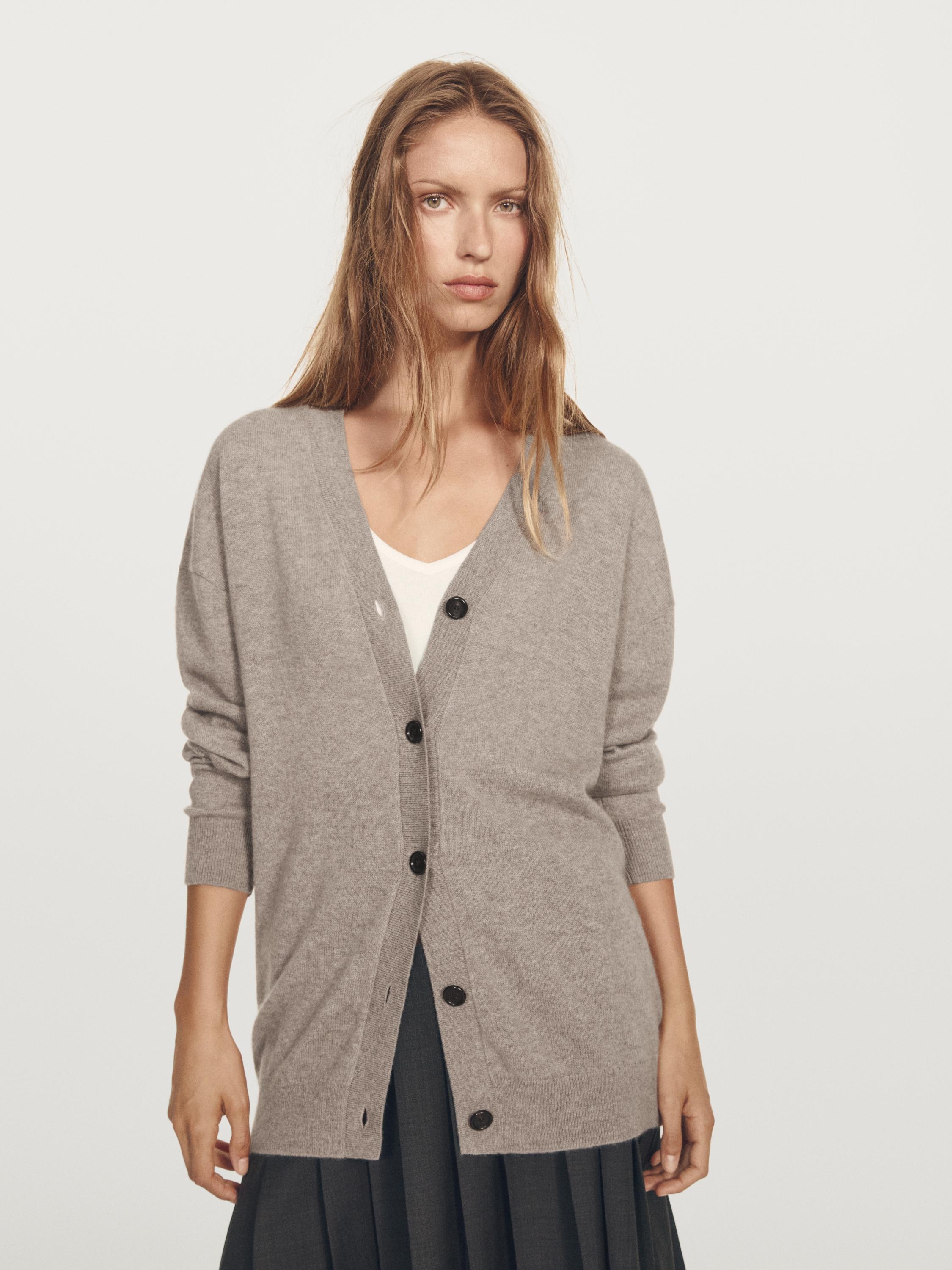 100% cashmere V-neck oversize cardigan