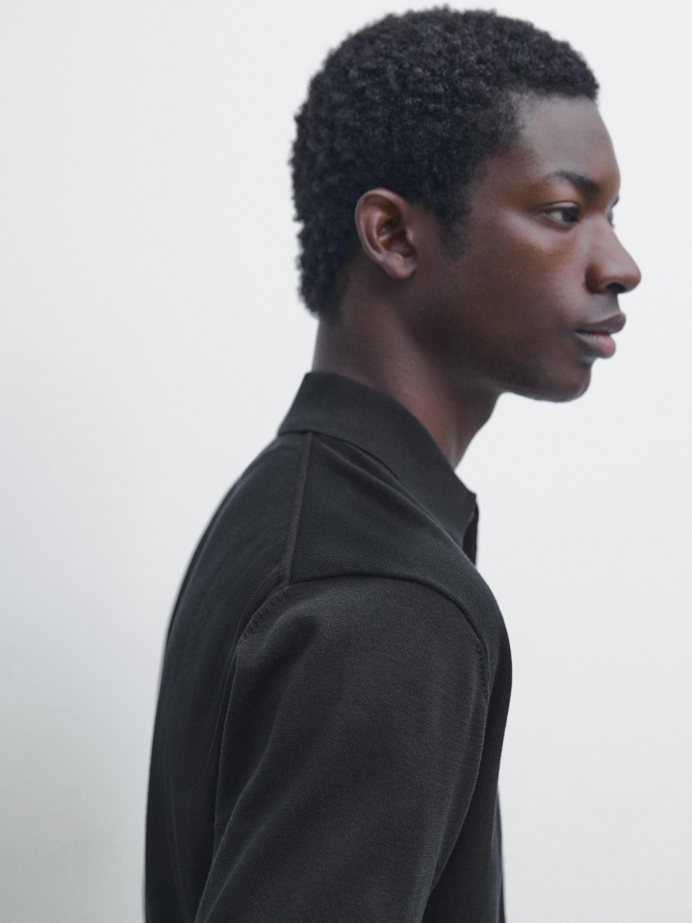 100% cotton knit polo shirt — NAVY BLUE