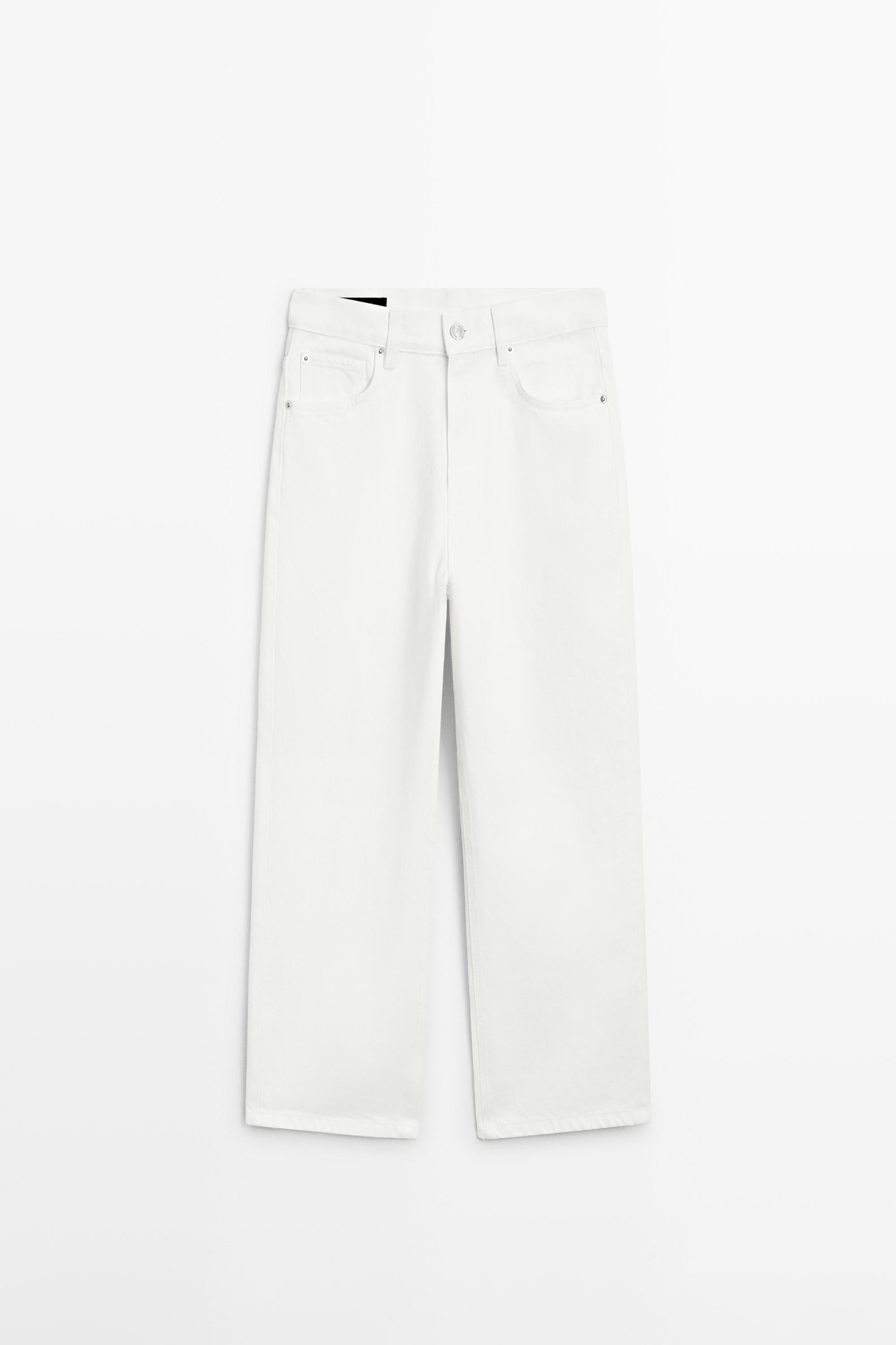 Mid-rise cropped wide-leg jeans — Off white
