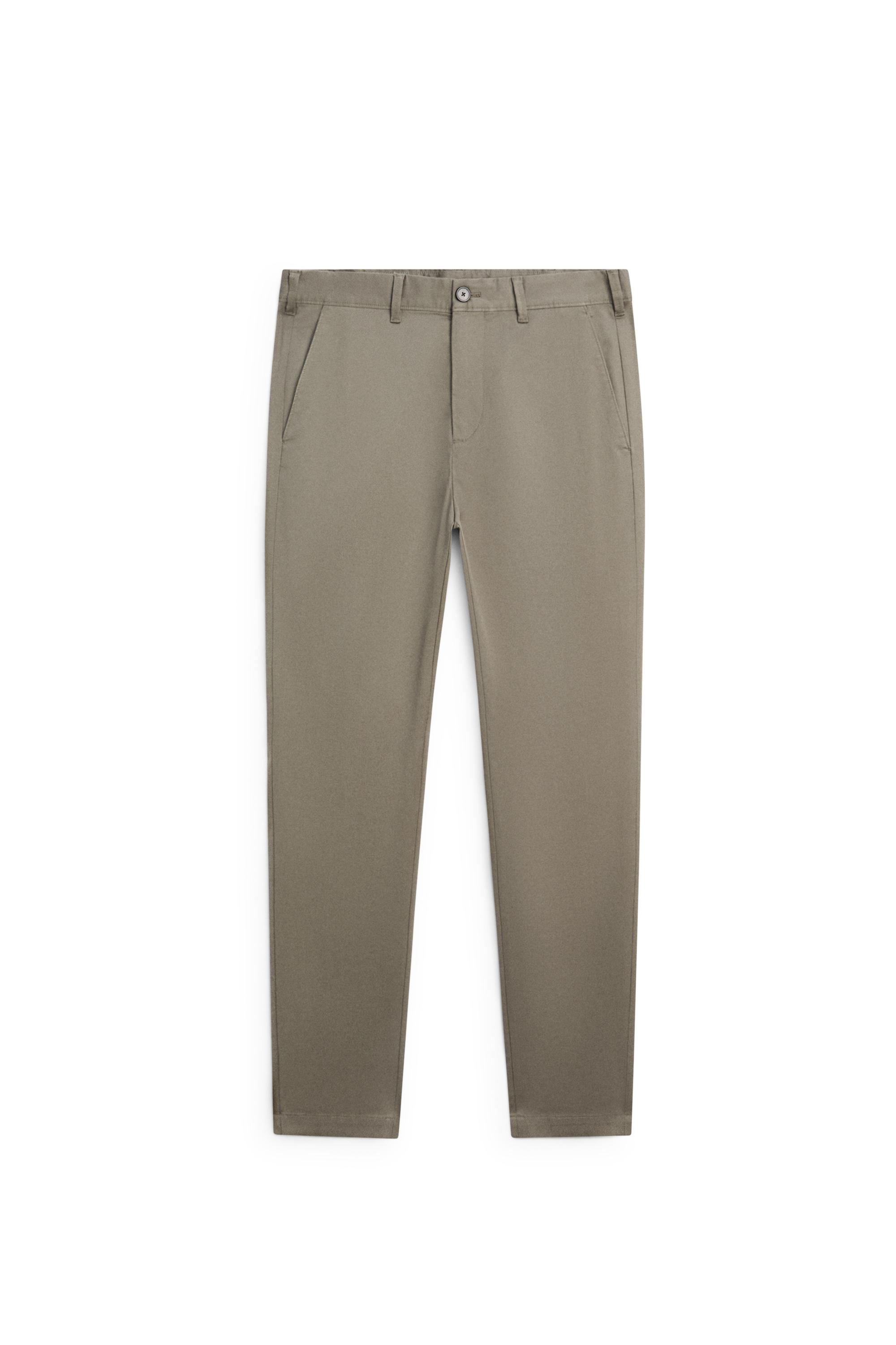 Cotton blend slim fit pants — GREEN