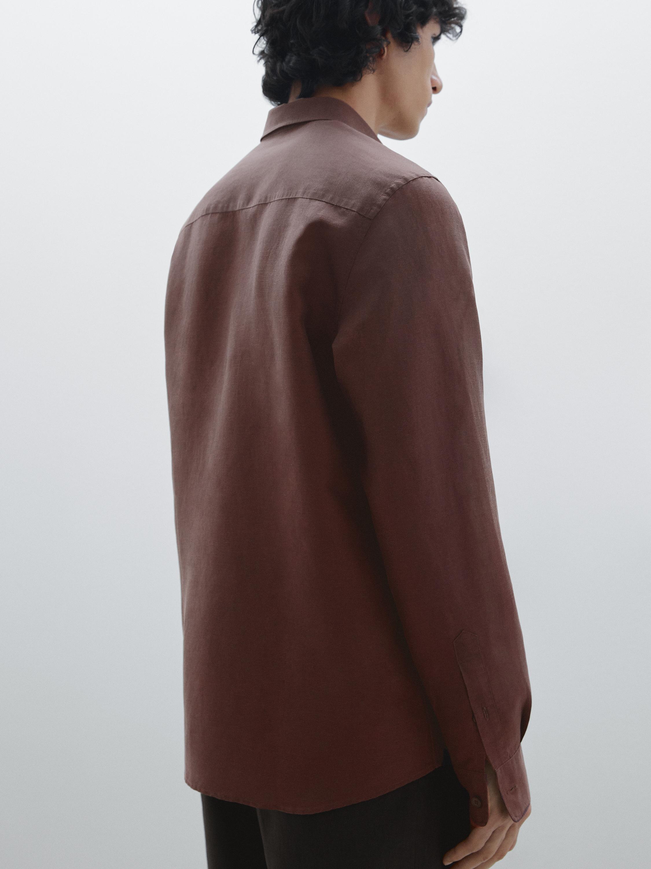 Lightweight slim fit linen blend shirt